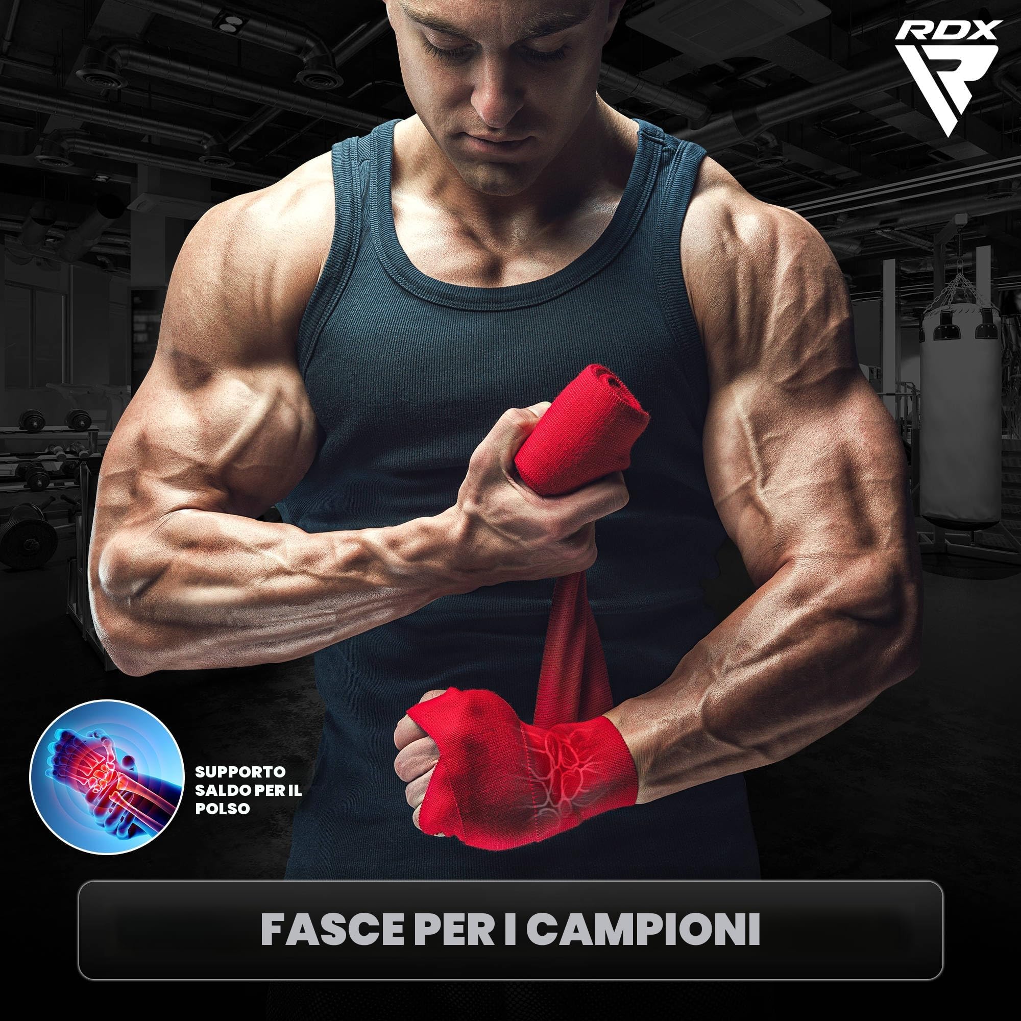 RDX Fasce Boxe Guanti Interni 4,5 Metri Elastiche Bendaggi Polso Mani Protezione Sottoguanti Pugilato Bende per Arti Marziali Muay Thai MMA