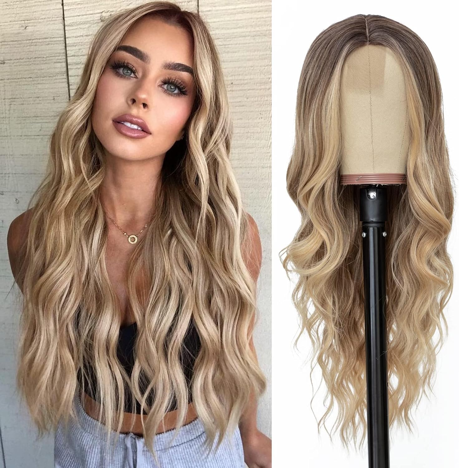 $29 26 Inch Ombre Blonde Wavy Wig for Women
