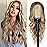 NAYOO Long Ombre Blonde Wavy Wig for Women 26 Inch Middle Part Curly Wavy Wig Natural Looking Synthetic Heat Resistant Fiber for Daily Party Use (Ombre Blonde)