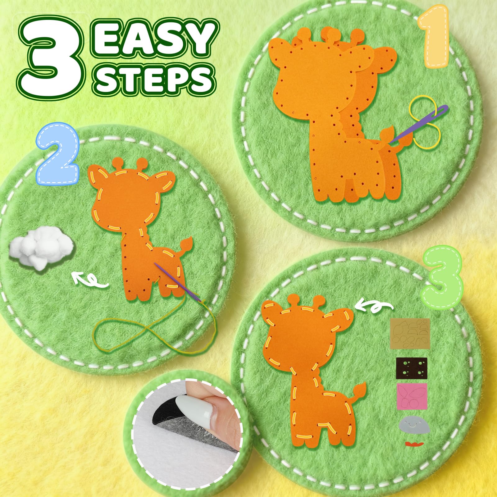 powerful xishan Kit de costura para niños, manualidades de fieltro de | 7 proyectos de animales de fieltro gruesos y fáciles para principiantes, juego de manualidades de costura