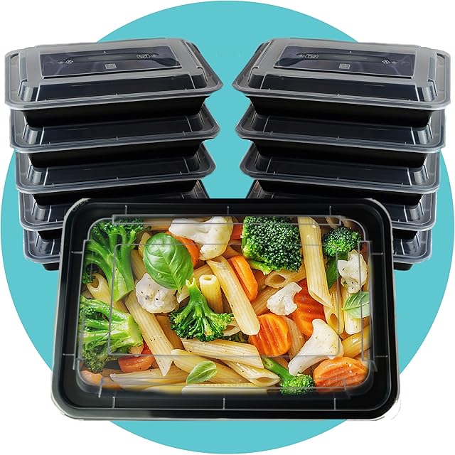 Triplast 10 x Meal Prep Containers (1 Compartment, 28oz) - Microwave, Freezer & Dishwasher Safe  BPA Free, Reusable, Leakproof & Stackable Food Storage Takeaway Boxes for Home, Office & School Use