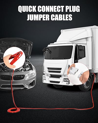 Miniatura 4 de NOONE Cables de puente de calibre 4 de 20 pies, cables de refuerzo automotriz de 600 amperios con abrazaderas con certificación UL, para automóvil,