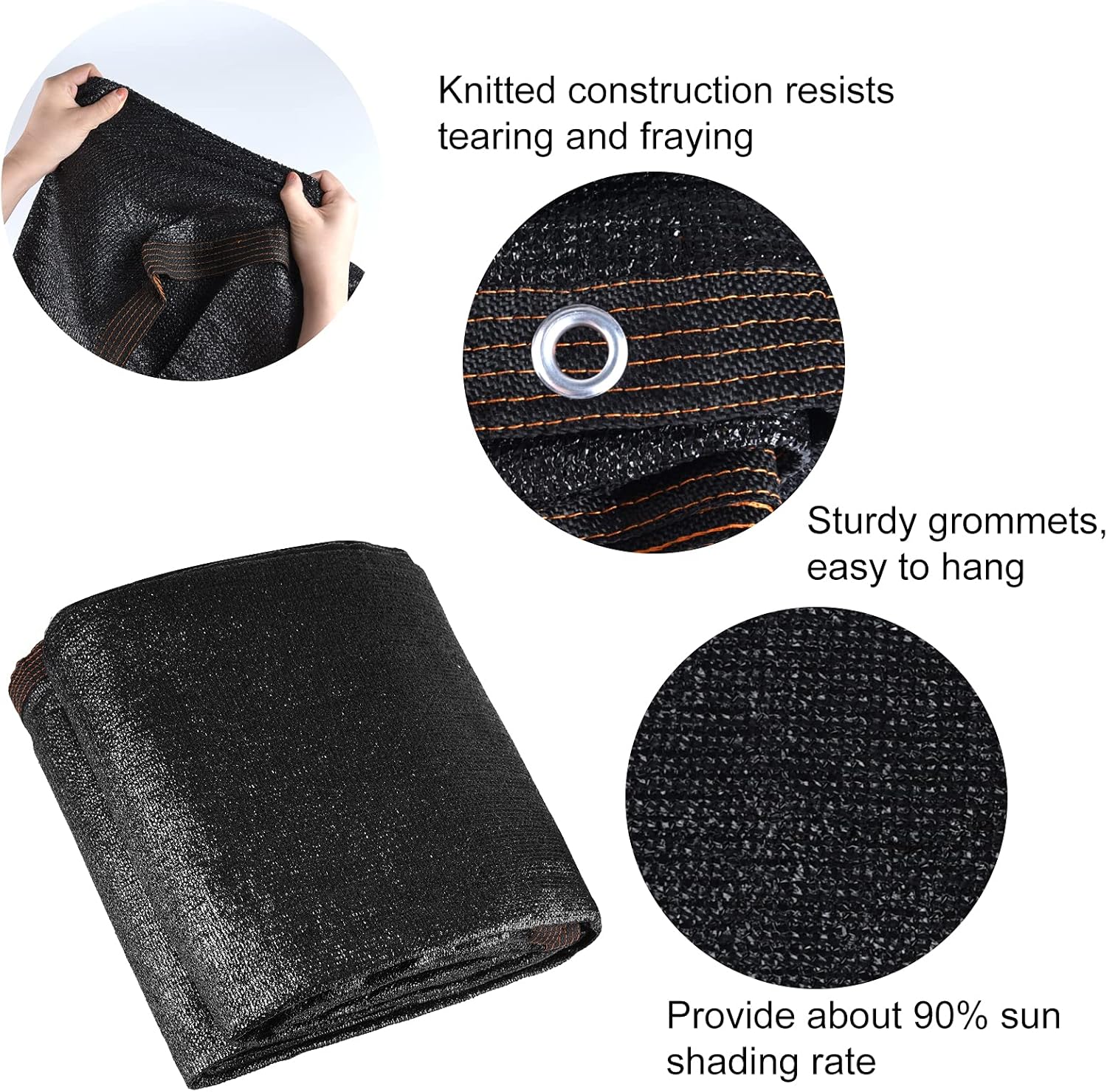 TUPARKA 90% Black Shade Cloth 10ft X 20ft Sunblock Shade Net Mesh Shade Net with Taped Edge for Plant Cover Greenhouse Garden Flower