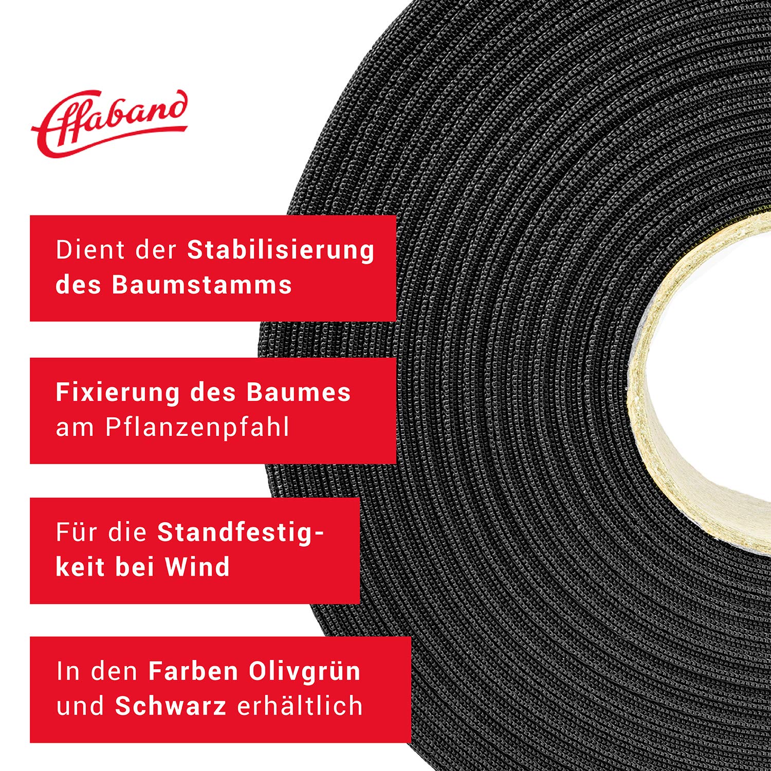 Baumanbinder 25m schwarz Breite 50 mm/Pflanzenbinder zur Baumbefestigung aus witterungsbeständigem & verrottungsfestem Polyester/Pflanzenhalter als Pflanzen- oder Baumstütze