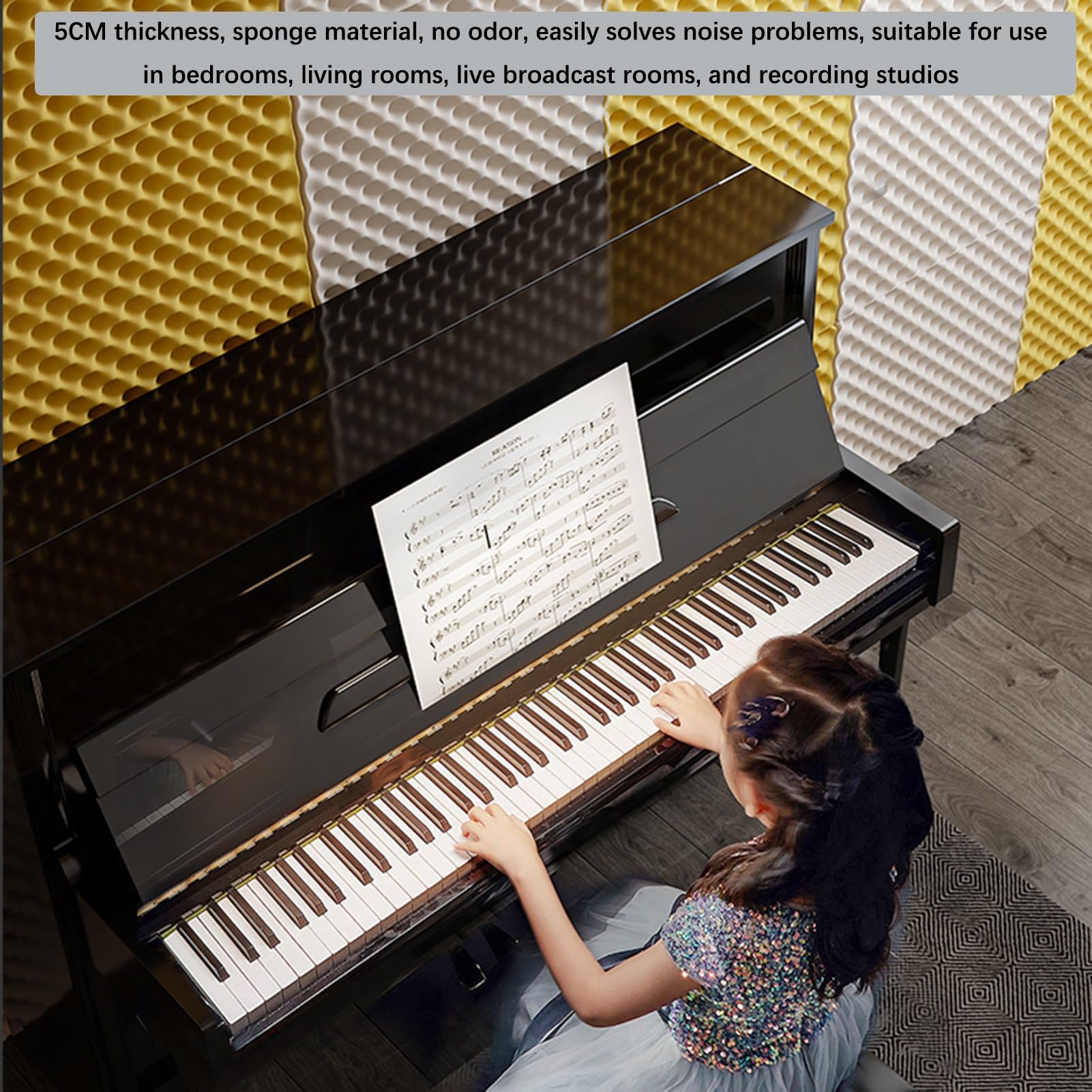 Pannelli in Schiuma fonoassorbente autoadesivi, trattamenti acustici per studi, Cotone fonoassorbente, Imbottitura antirumore per casa, Ufficio, Scuola, Schiuma Acustica