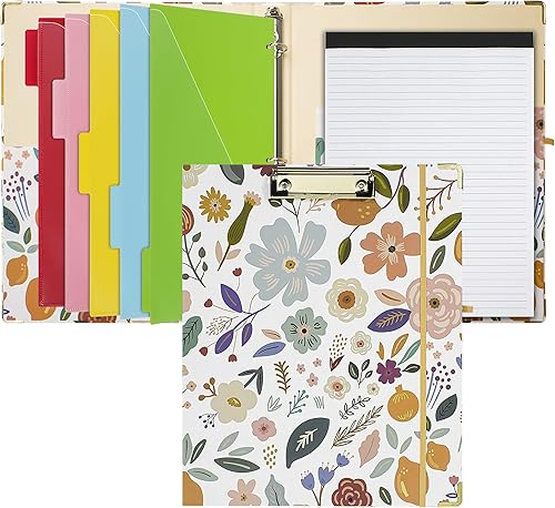 Miniatura 8 de Hiwhy Carpeta de 3 anillos con portapapeles, carpeta de 1 pulgada para tamaño carta de 8.5 x 11 pulgadas, bonita carpeta de portapapeles con bloc de
