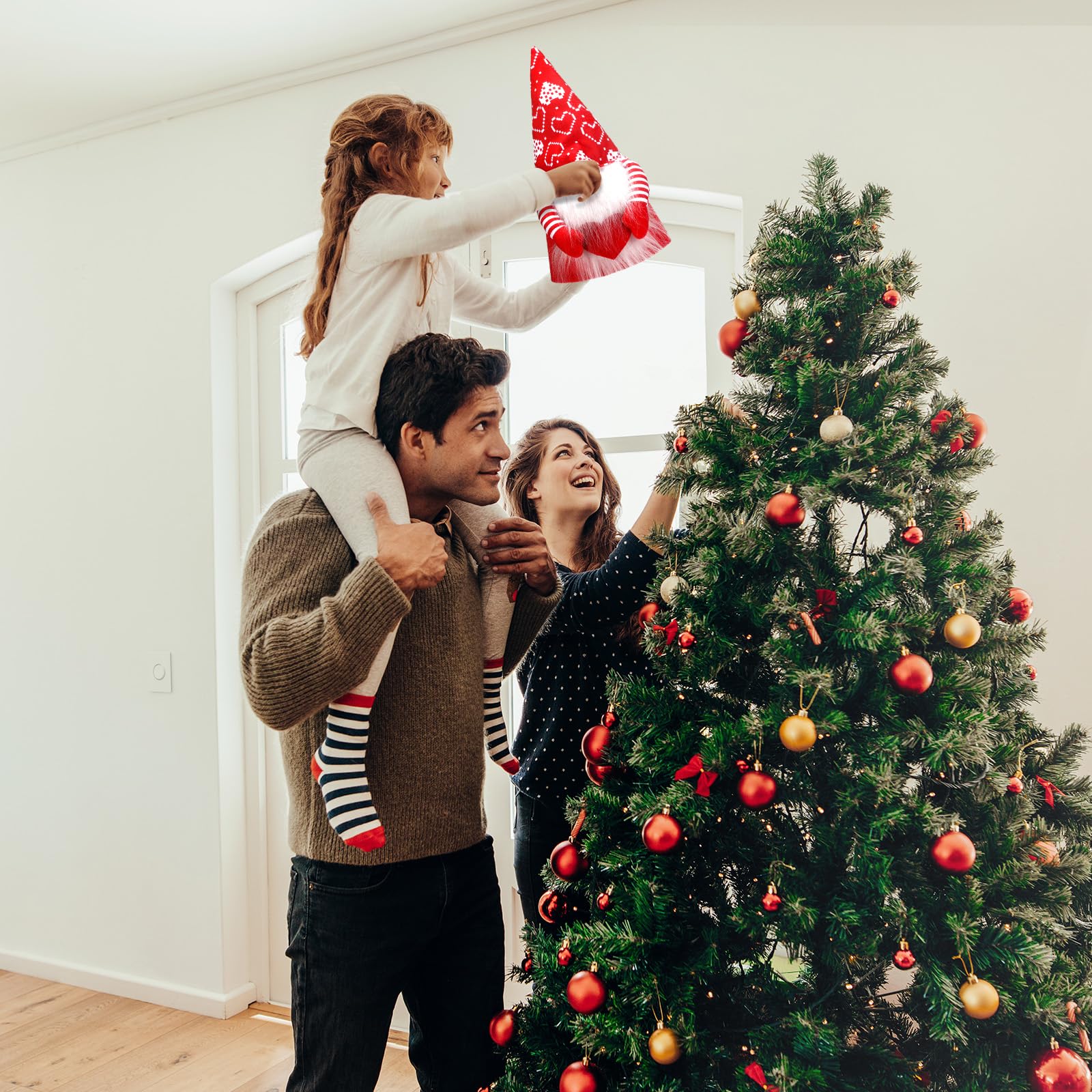 MiniInflat Decoración de árbol de gnomo para el día de San Valentín con sombrero superior, adorno de árbol Tomte, adorno de árbol de Navidad para el día de San Valentín, boda, vacaciones, fiesta,