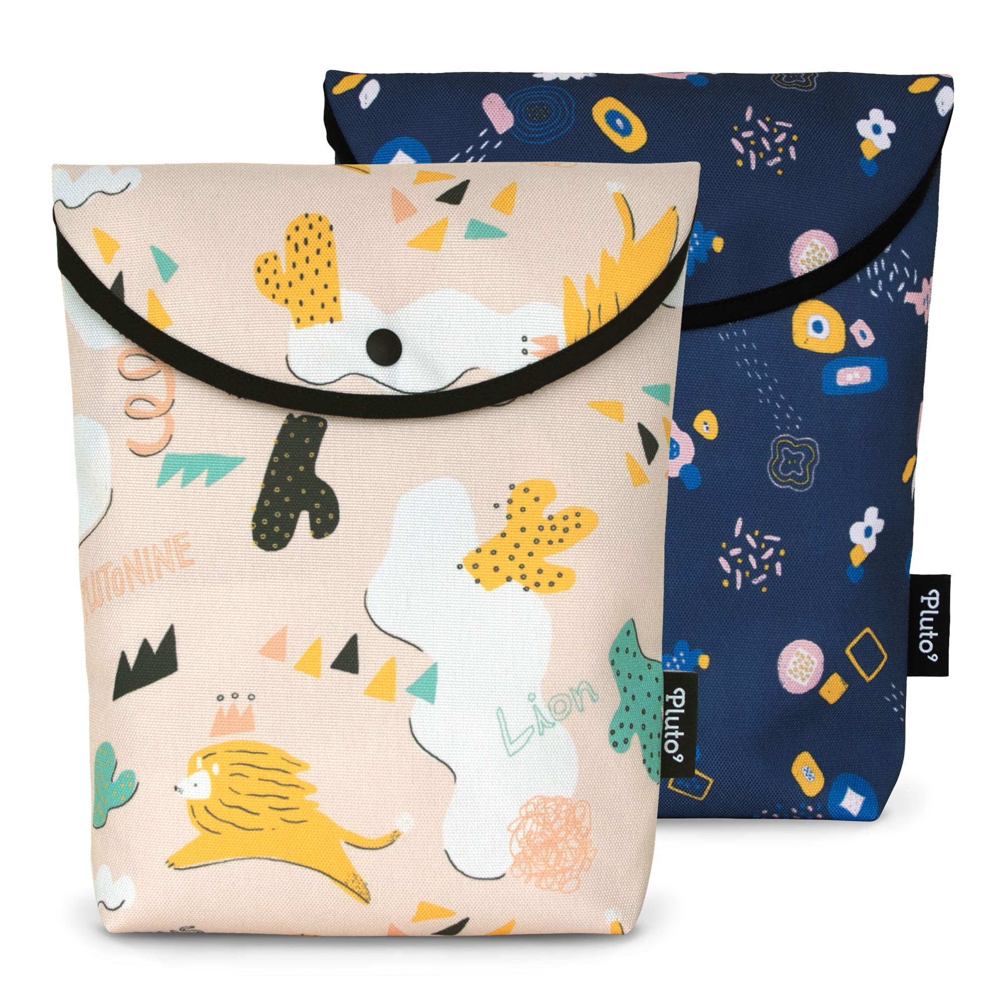 Plutonine pouch set(set of 2) / Baby pouch/Diaper pouch/Travel pouch (Lion Heart & Rain Flower)