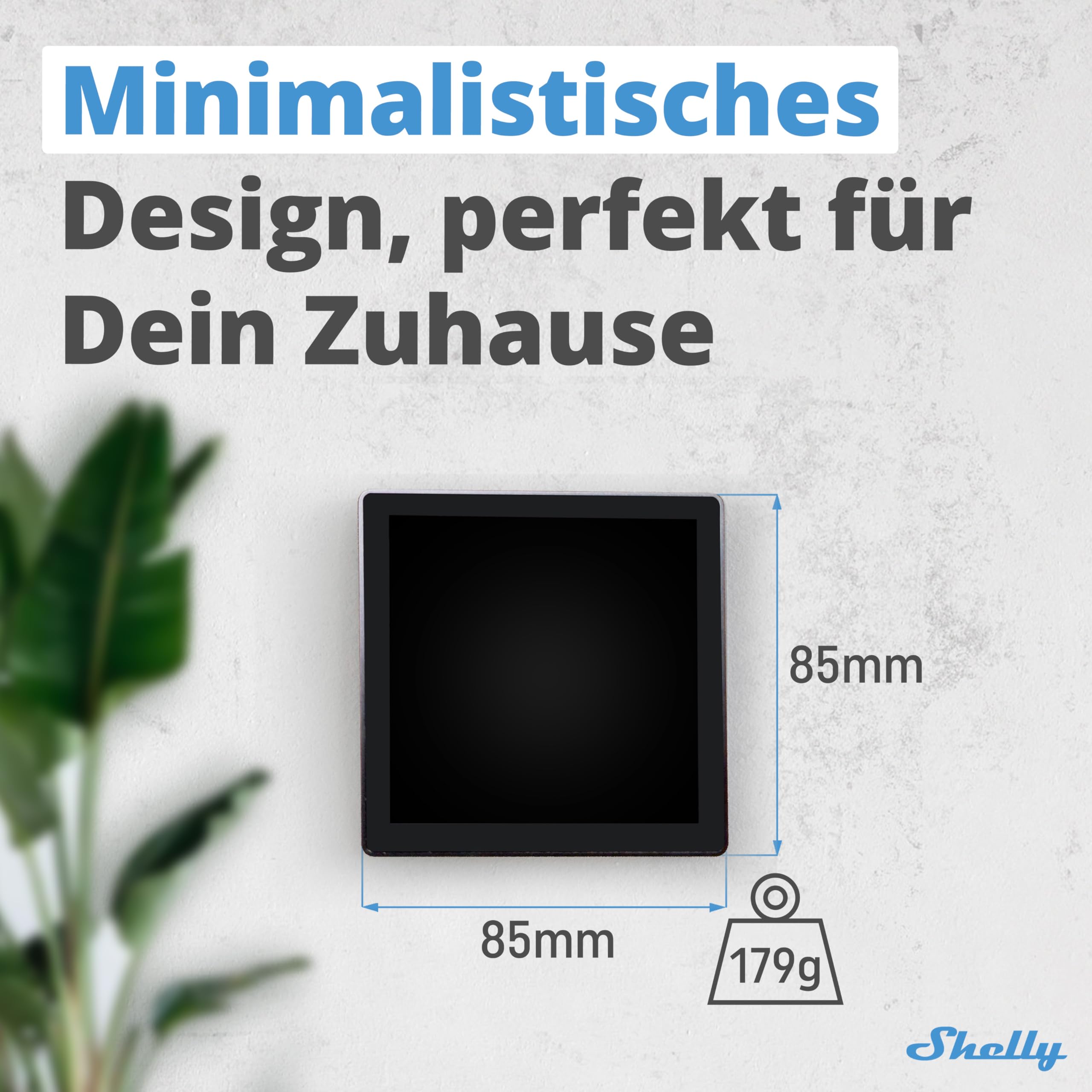 Shelly Wall Display Schwarz | Wlan & Bluetooth Bedienfeld mit integriertem 5-A-Schalter und Farbdisplay | Hausautomation | Leistungsüberwachung | iOS Android App | Feuchtigkeits LUX-Sensoren