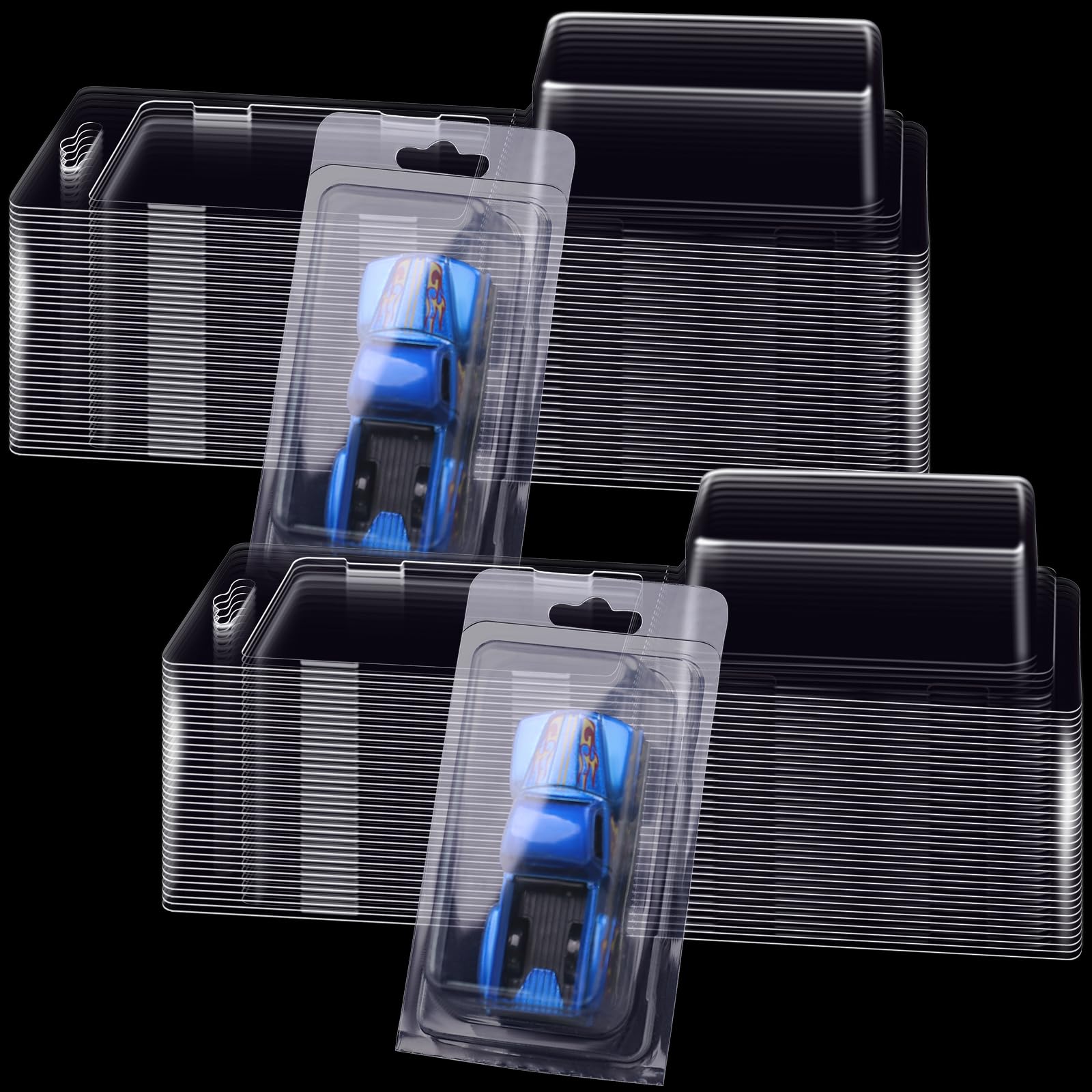 100 Pcs Model Car Protector Cases Plastic Blister Clamshell 1/64 Toy Car Display Boxes Protective Case Compatible with Hot-Wheels and Matchbox Collectors,3.32