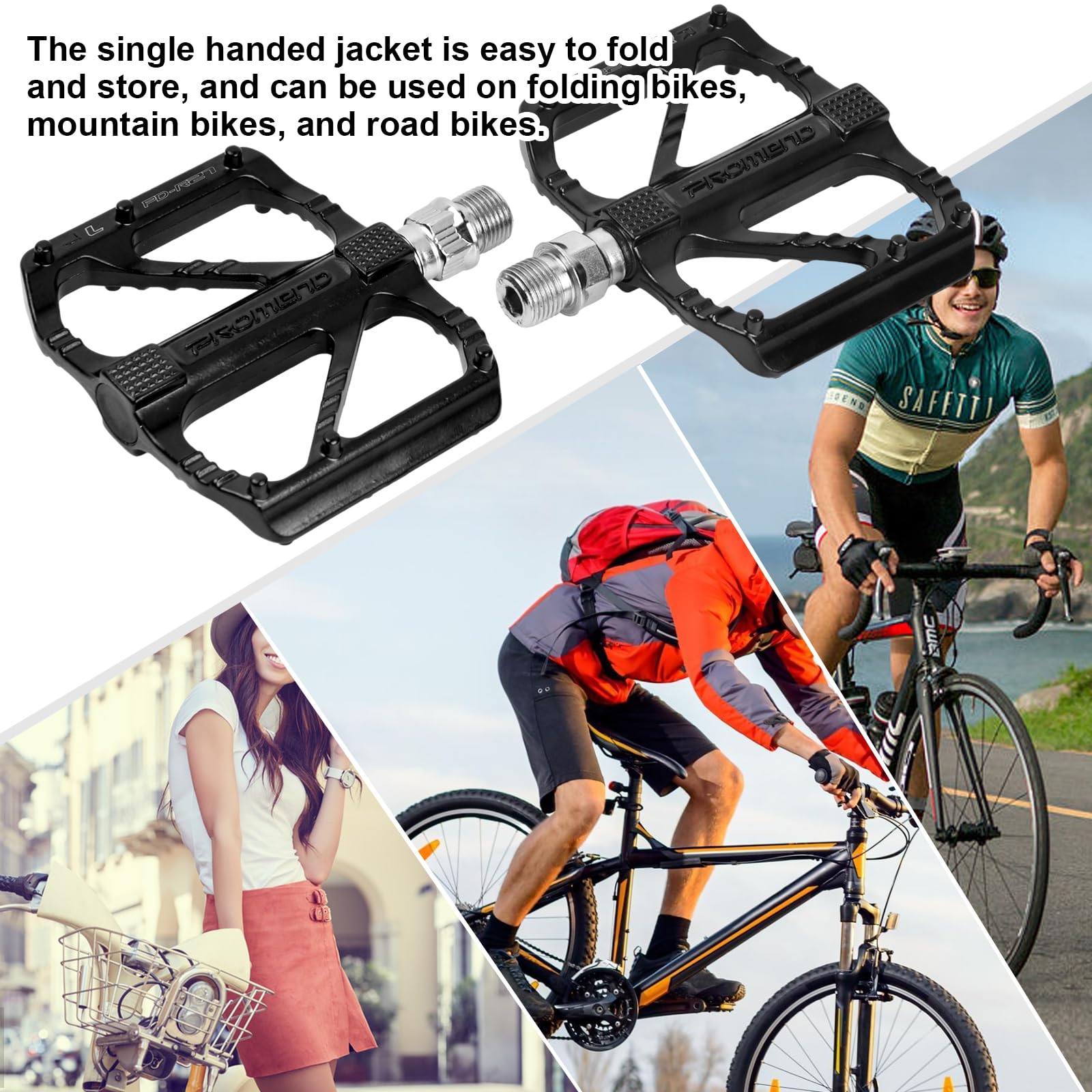 PROMEND – pédale de vélo de route et de montagne à dégagement rapide, roulement de pied de lit antidérapant ultraléger à 3 roulements, accessoires de vélo en alliage d'aluminium  18