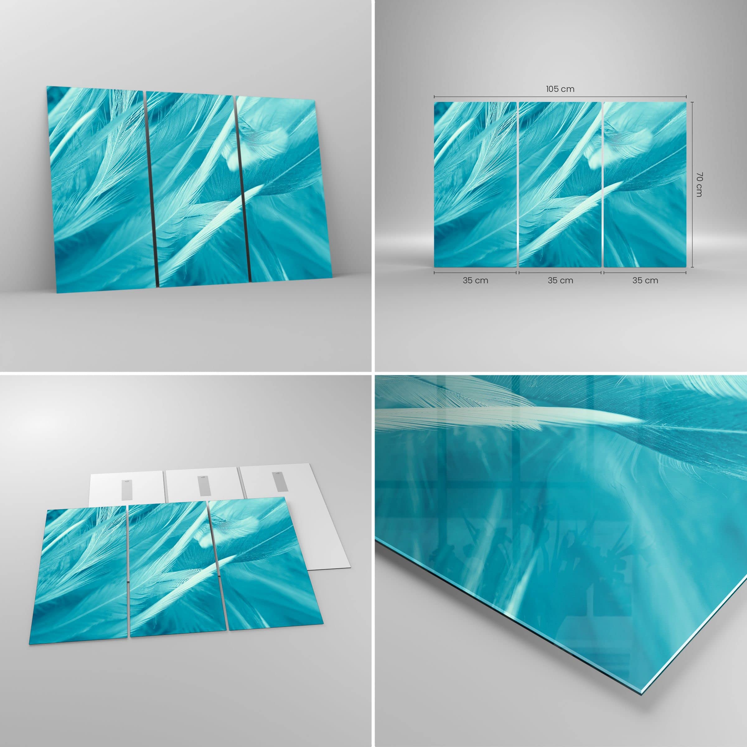 Quadro Moderno Su Vetro 150x100 Cm Con Uccelli - Set 5 Pezzi Per Decorazione Parete Soggiorno O Camera - 2