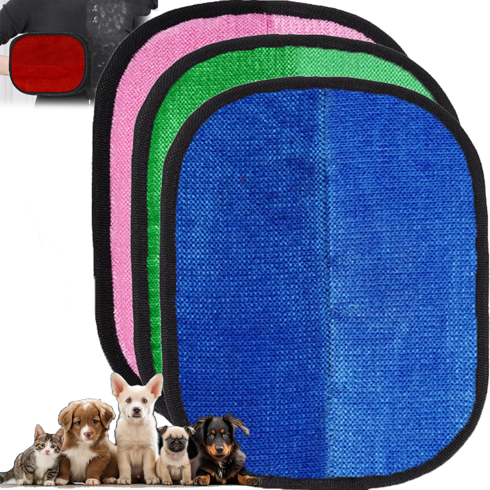 TPDRKOWJX Pet Hair Removal Glove, for Dogs, Rhino Ben Reusable Electrostatic Gloves Double-Sided Grooming (3pc)(Pink+Green+Blue)