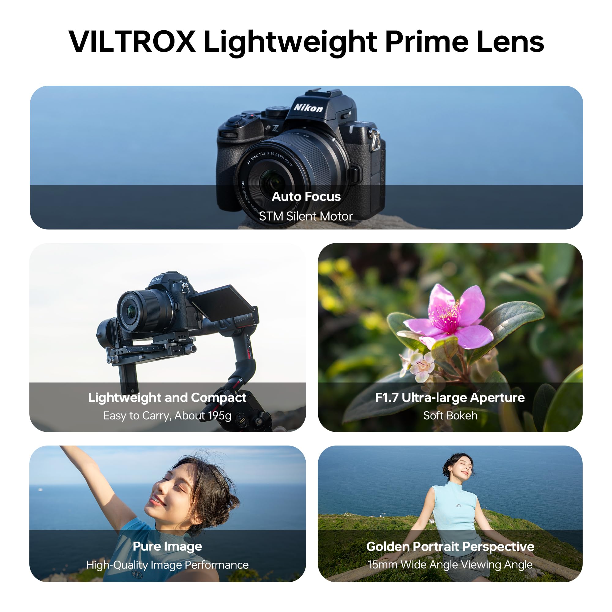 VILTROX AF 15mm F1.7 Objectif pour Monture Nikon Z, Objectif Principal APS-C à Grande Ouverture f/1.7 Compatible avec Les appareils Photo Nikon à Monture Z Z5 Z50 Z6 Z6II Z7 Z7II ZFC Z30 Z9 Z8 ZF