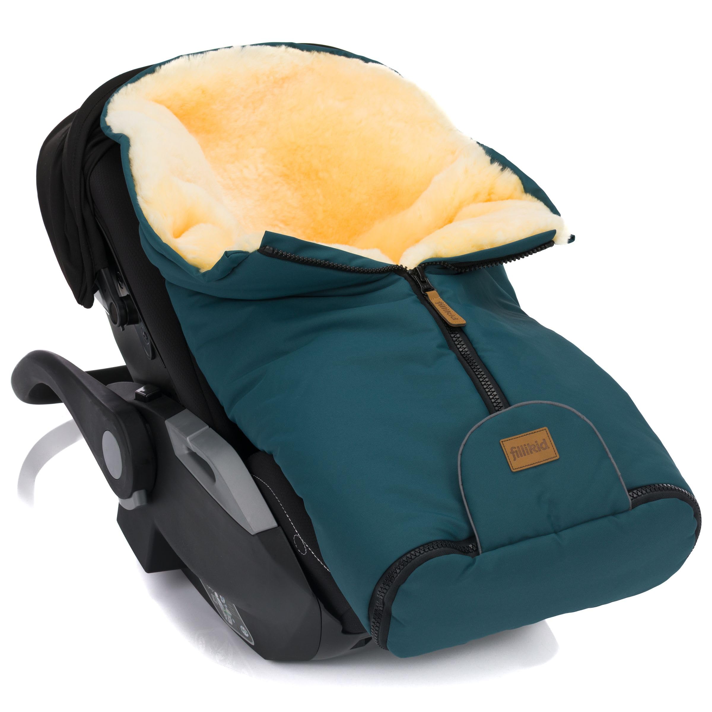 Fillikid Baby Fußsack Pamir & Windel Blaubär | Winterfußsack für Kinder | Lammfellfußsack für Babyschale, Kinderwagen & Buggy | warmer Fußsack mit echtem Lammfell | ab Geburt