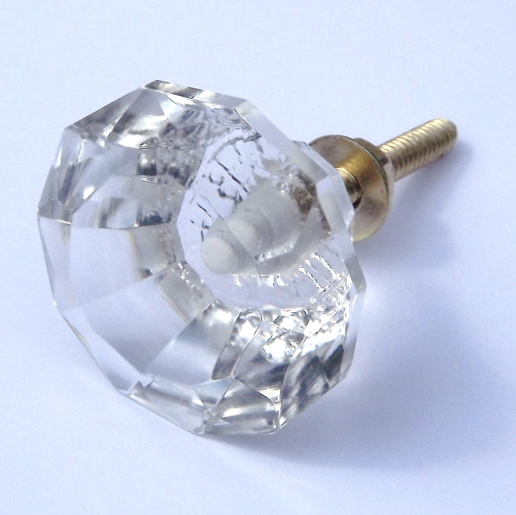 Bombay Duck Silver Small Glass Facetted Knob - 3.5Cms