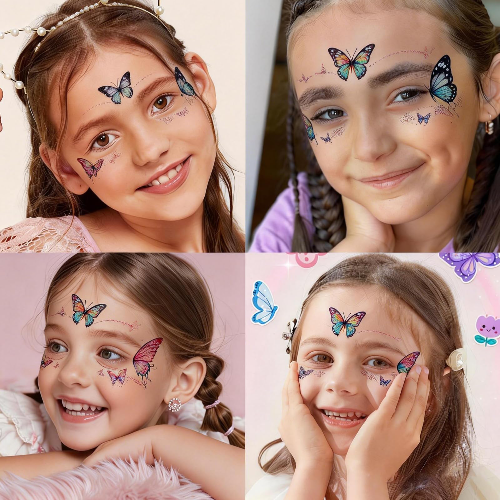 Deguisement Papillon pour Fille Déguisement Ailes de Papillon pour Enfant Deguisement Fille Cape Double pour Halloween Carnaval Cosplay Mascarade