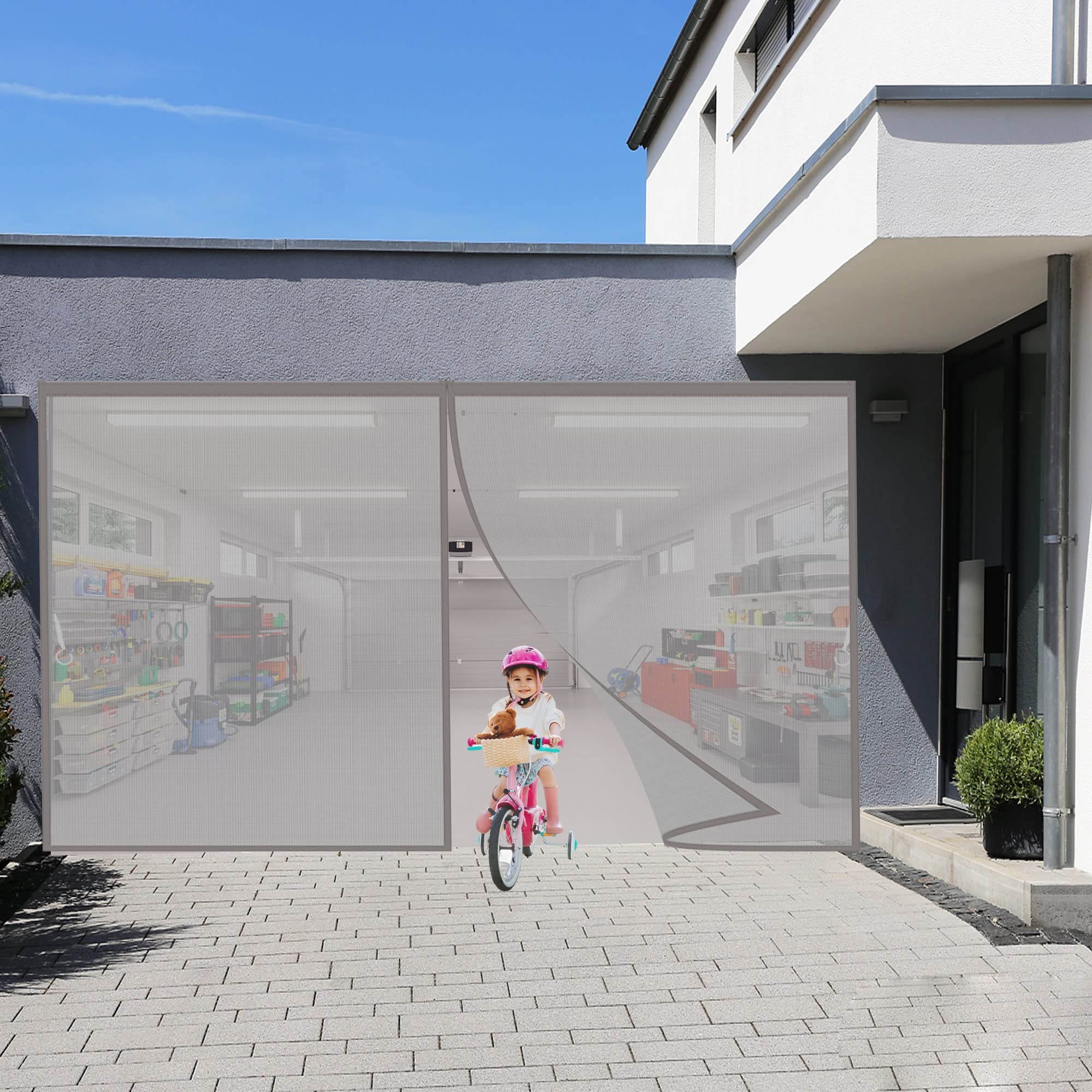 Ttmled Gray Insect Screen Door, 85X210cm Insect Door Screen With Full Frame Magic Tape, Magnetic Screen Door Auto Closer Fits Doors, Keep Out Bugs Let Fresh Air In (Gray)