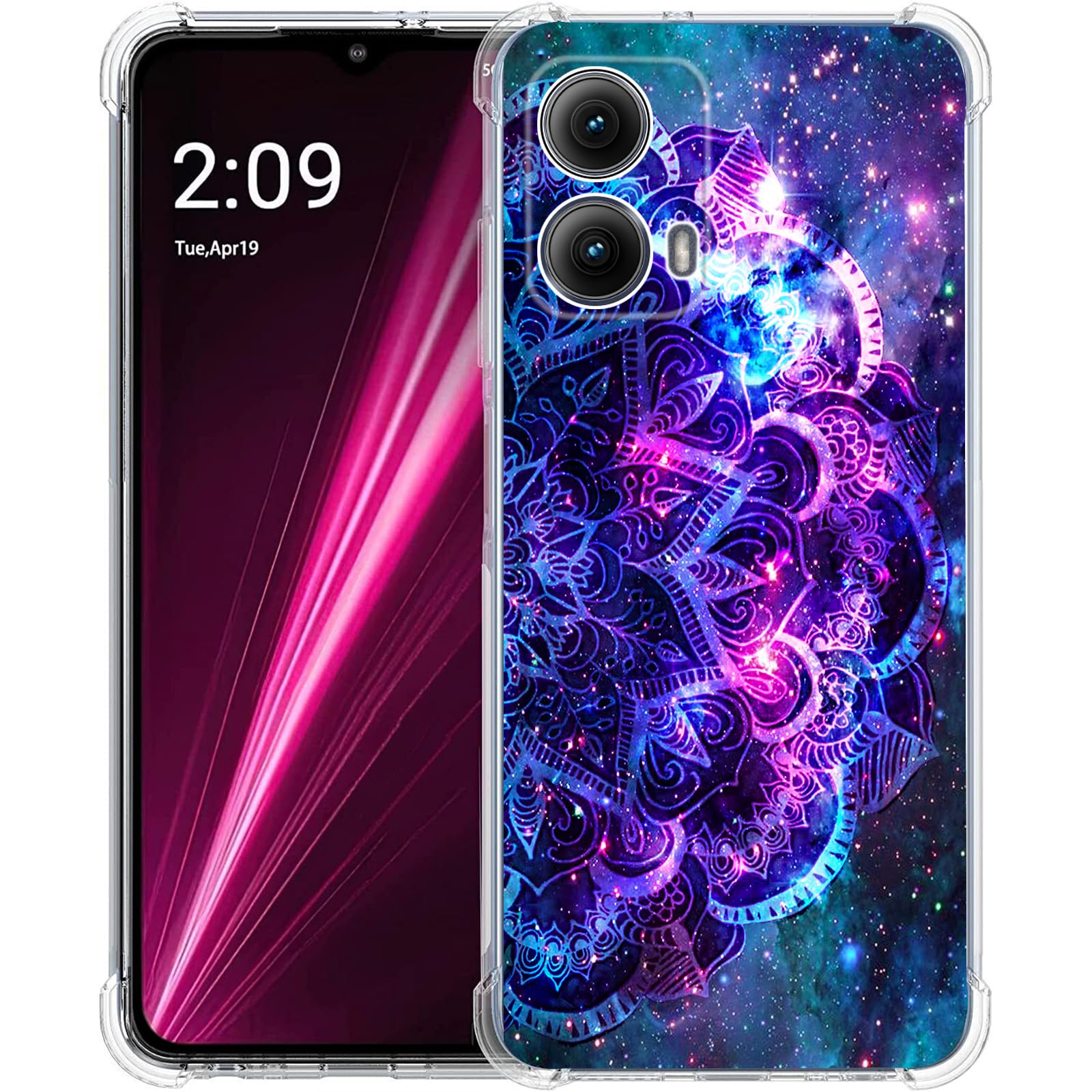 Beaucov Case for Motorola Edge 2024,Purple Mandala Galaxy Sky Drop Protection Shockproof Case TPU Full Body Protective Scratch-Resistant Cover for