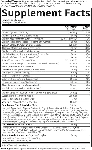 Miniatura 6 de Garden of Life Multivitamínico para hombres código de vitamina 50 y suplemento vitamínico crudo para hombres con probióticos vegetariano 120 cápsulas
