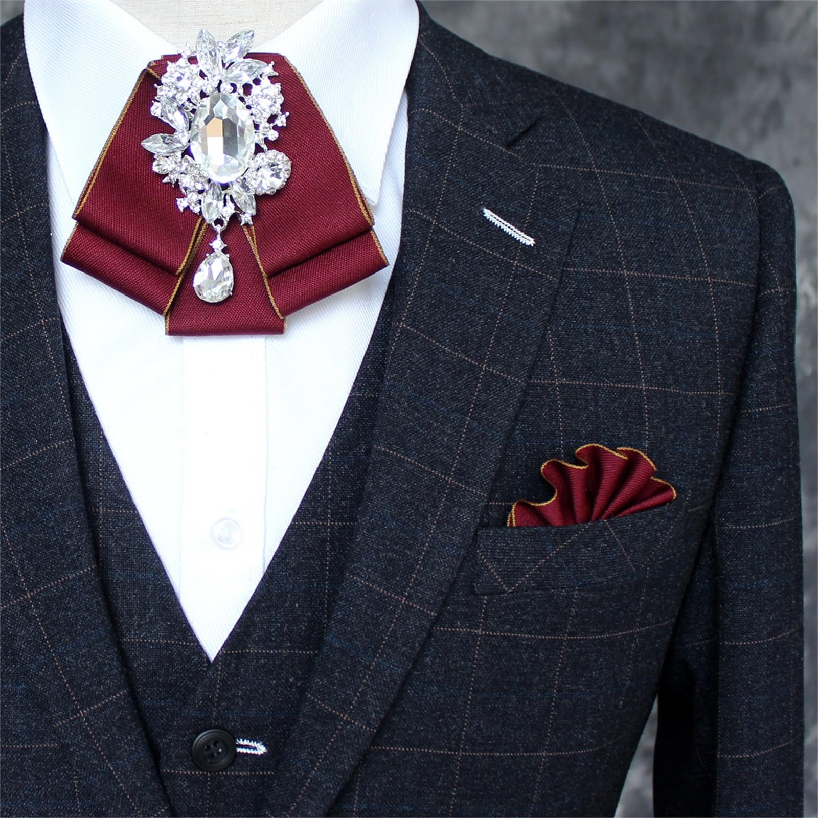 papillon, Cravatta da uomo con colletto a fiori, formale, sposo, papillon multistrato, diamanti