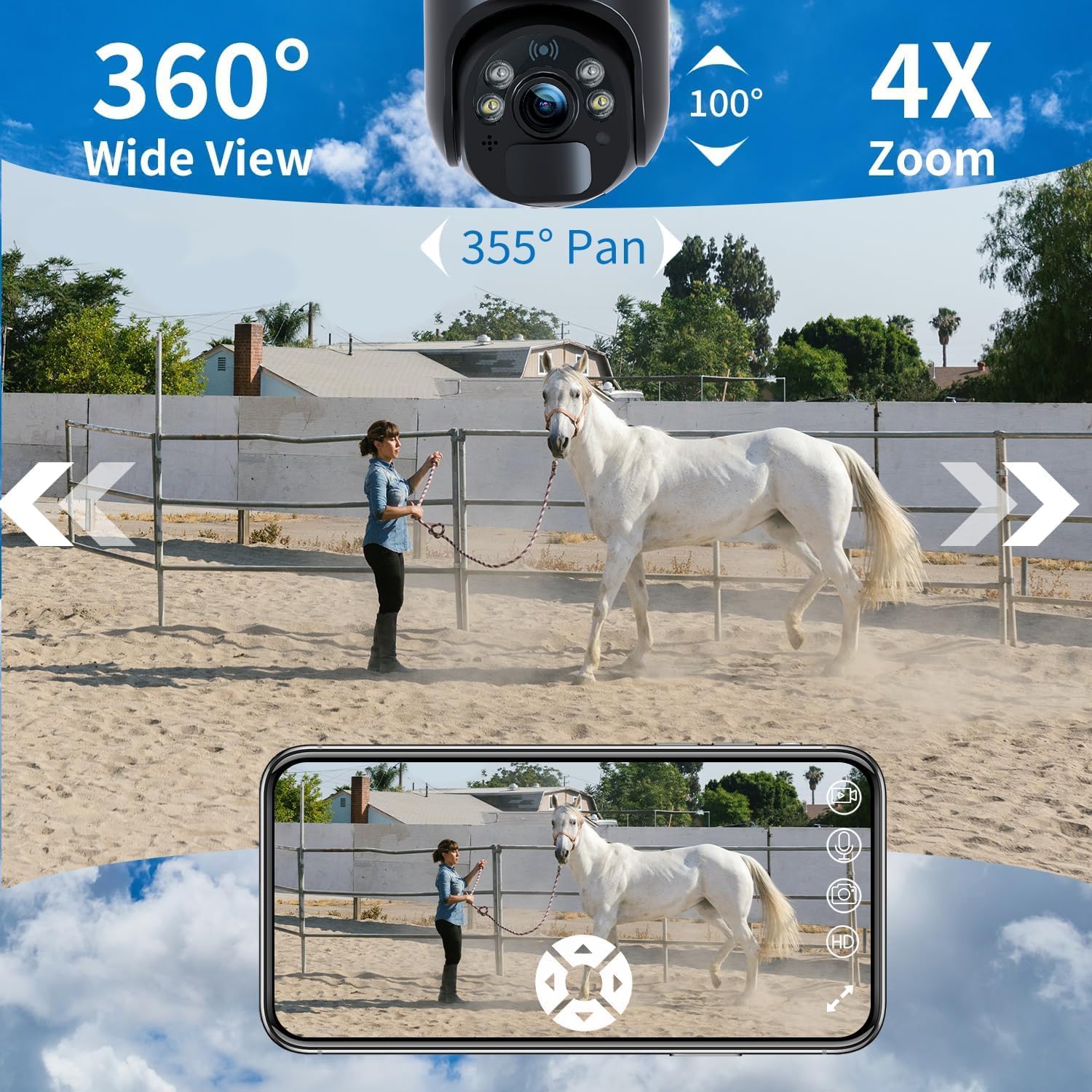 Xega 4G LTE Cellular Security Camera Outdoor Solar Camera Wireless Built-in SIM Card, 2K HD Color Night Vision PTZ 360° View, Smart PIR Motion Detection, 2-Way Talk, No WiFi, IP66 - Image 5