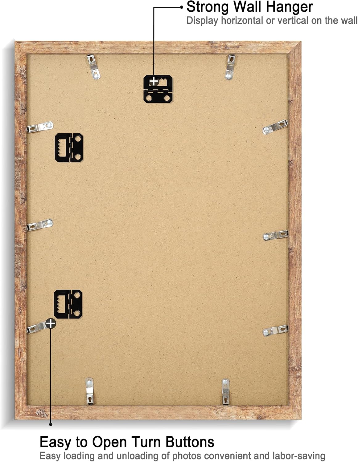 iRahmen 12x16 Picture Frame with HD Tempered Glass, Display Pictures 11x14 with Mat or 12 x 16 Without Mat, Wood Photo Frames for Wall Mount (Rustic Brown, 1 Pack)