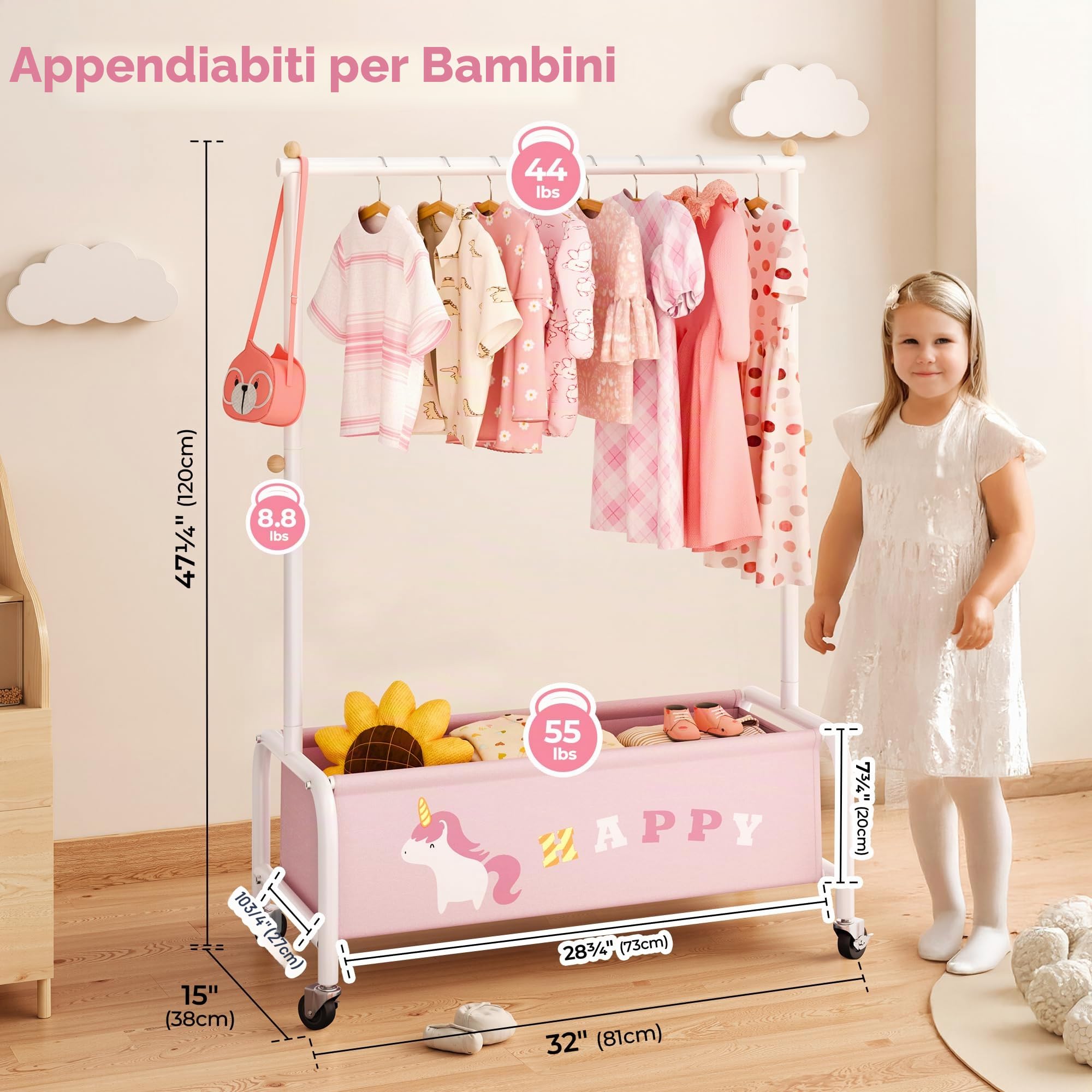 GRANNY SAYS Set di Scatola porta giochi bambini e Appendiabiti Bambini