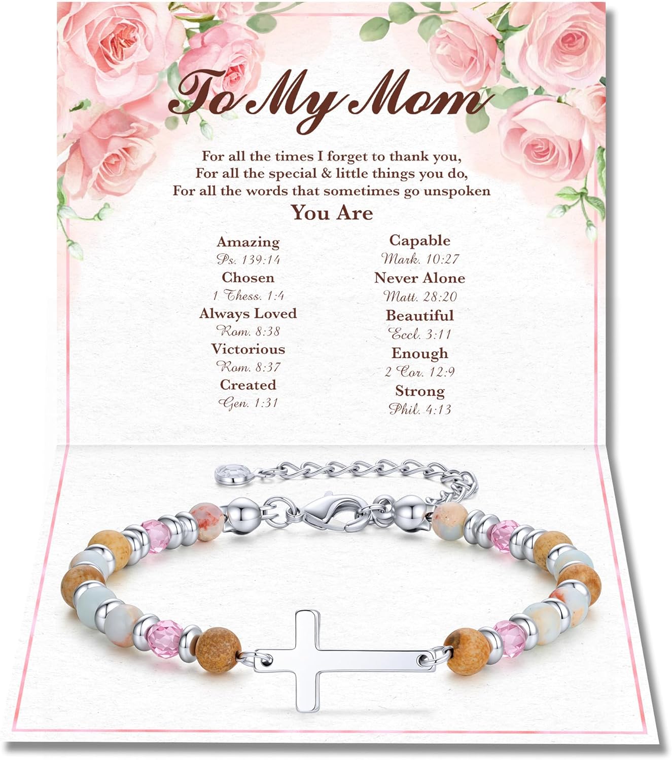 IEFLIFE Gifts for Women Girls - 14K White Plated Cross Bracelet for Women Her, Graduation Birthday Christian Gifts for Daughter Granddaughter, Christian Cross Bracelet Gift for Mom Friend