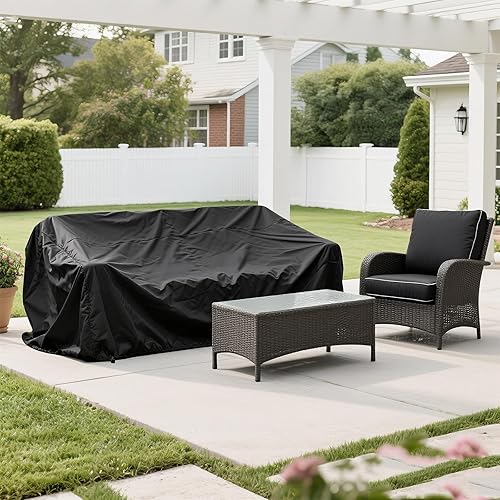 Miniatura 2 de HREFEU Juego de funda para muebles de patio, juego de fundas para sofá seccional para exteriores, 74 pulgadas de largo x 47 pulgadas de ancho x 28