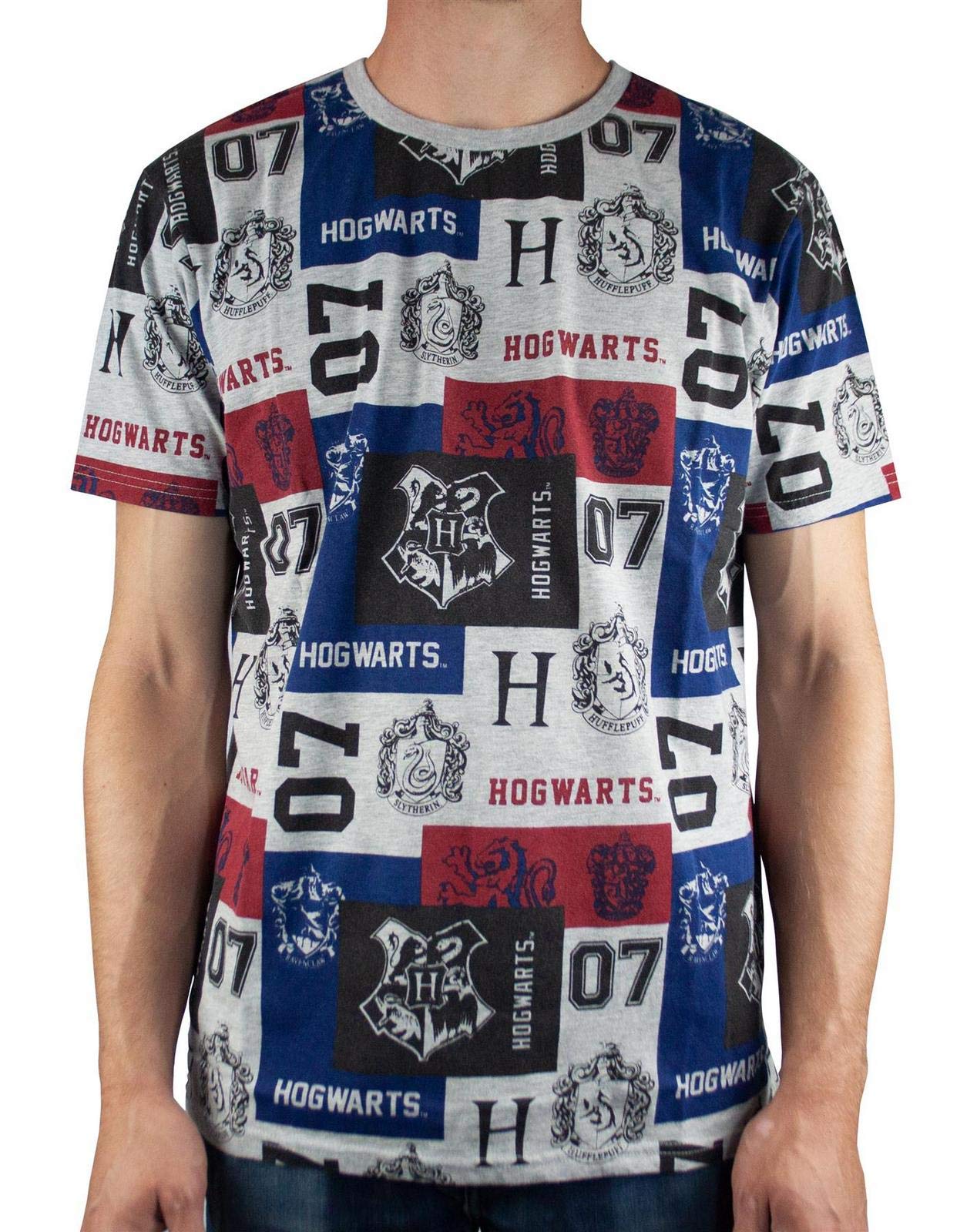 Vanilla Underground Men's Multicoloured Harry Potter Hogwarts Patch Print T-Shirt Sizes S-Xl