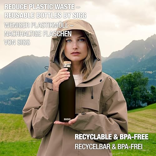 Miniatura 5 de SIGG - Botella de agua aislada - Meridian Black - A prueba de fugas y extra delgada - Sin BPA - Sin plástico - Acero inoxidable 188 - Doble pared -