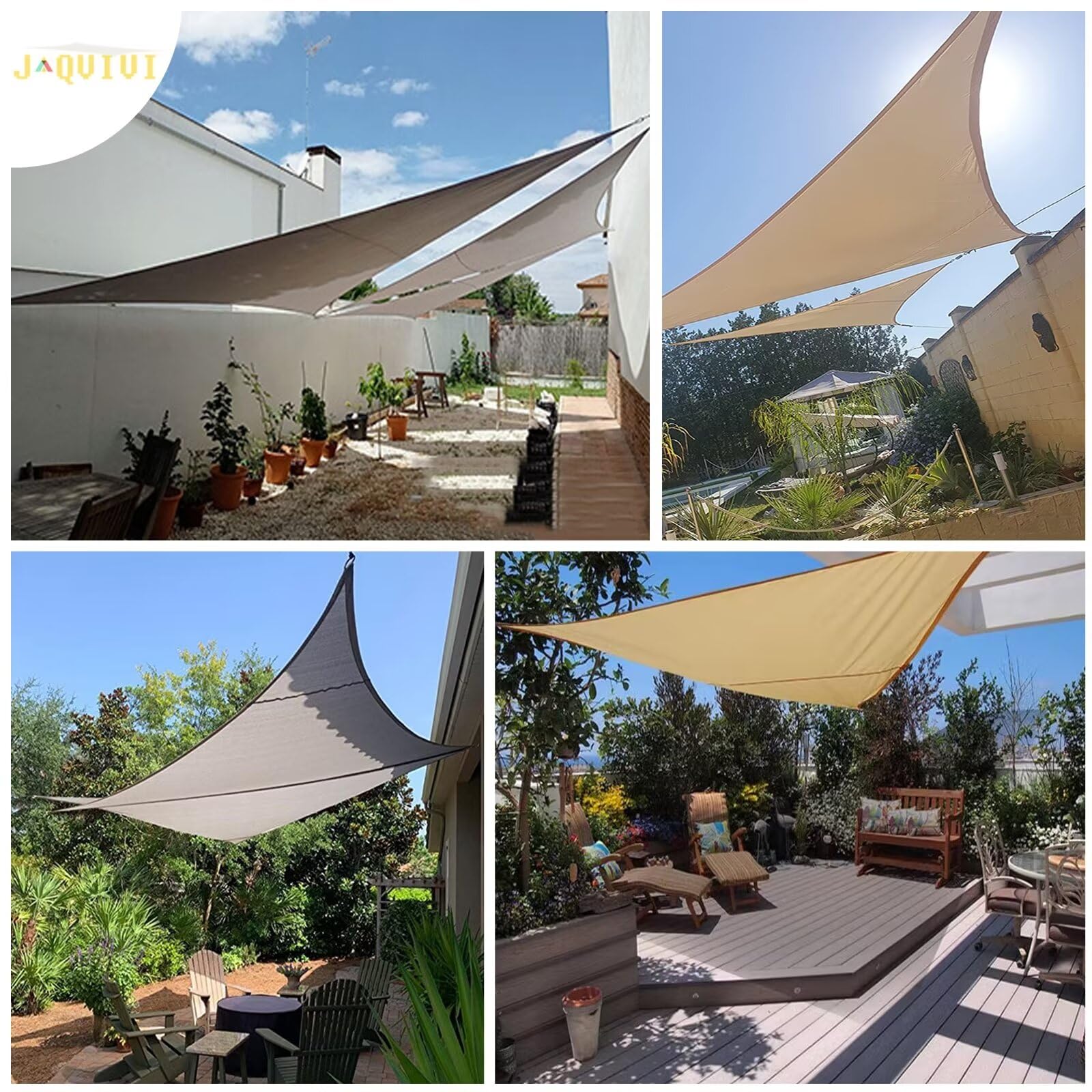 Premium 95% ochrona przed promieniowaniem UV, trójkątny baldachim żaglowy, 3 x 4 x 5 m, odporny na warunki atmosferyczne, oddychający, do ogrodu, na balkon, taras, w zestawie z oczkami i linami