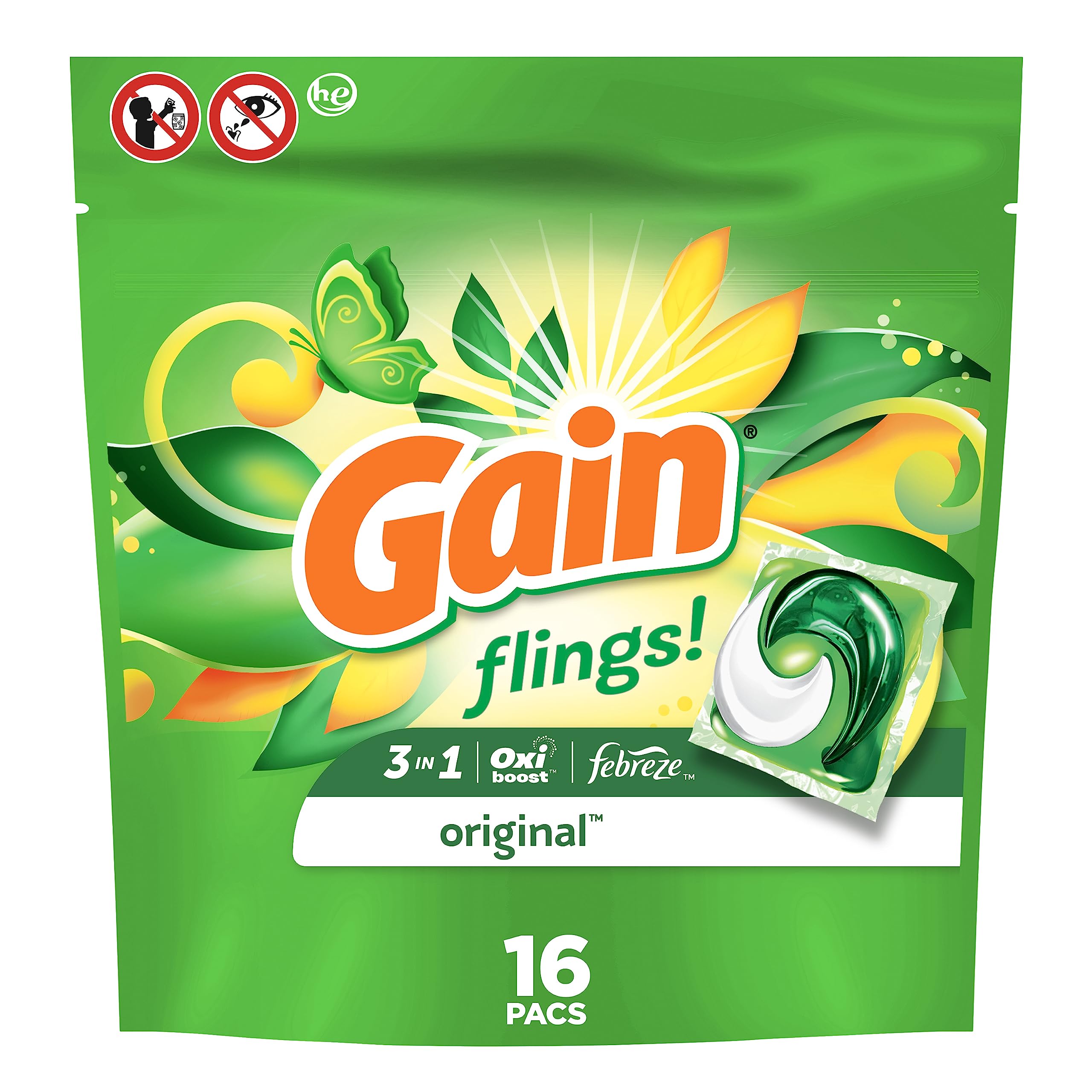 Gainflings! Laundry Detergent Soap Pods, Original, 16 countGreenCircle Certified: Certified Energy Savings