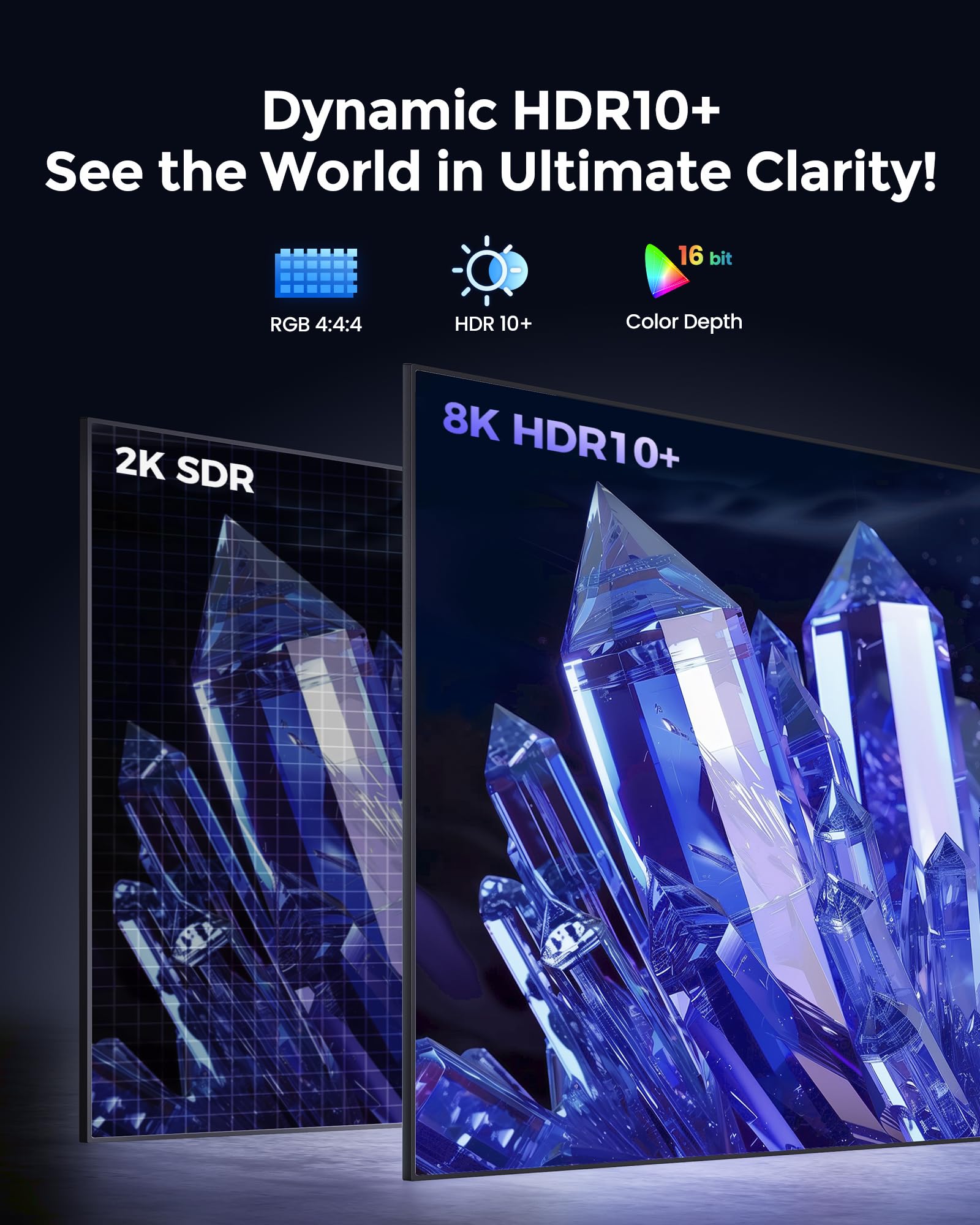 Silkland 10K 8K Cavo HDMI 2.1 30cm, Certificato Cavo HDMI® 4K@144Hz/120Hz 8K@60Hz, eARC, HDR10, Dolby Atmos, 48Gbps, HDCP2.3 con HDTV/Soundbar/PS8/Blu-ray/Switch/Beamer/Laptop/Display/TV Box/PC