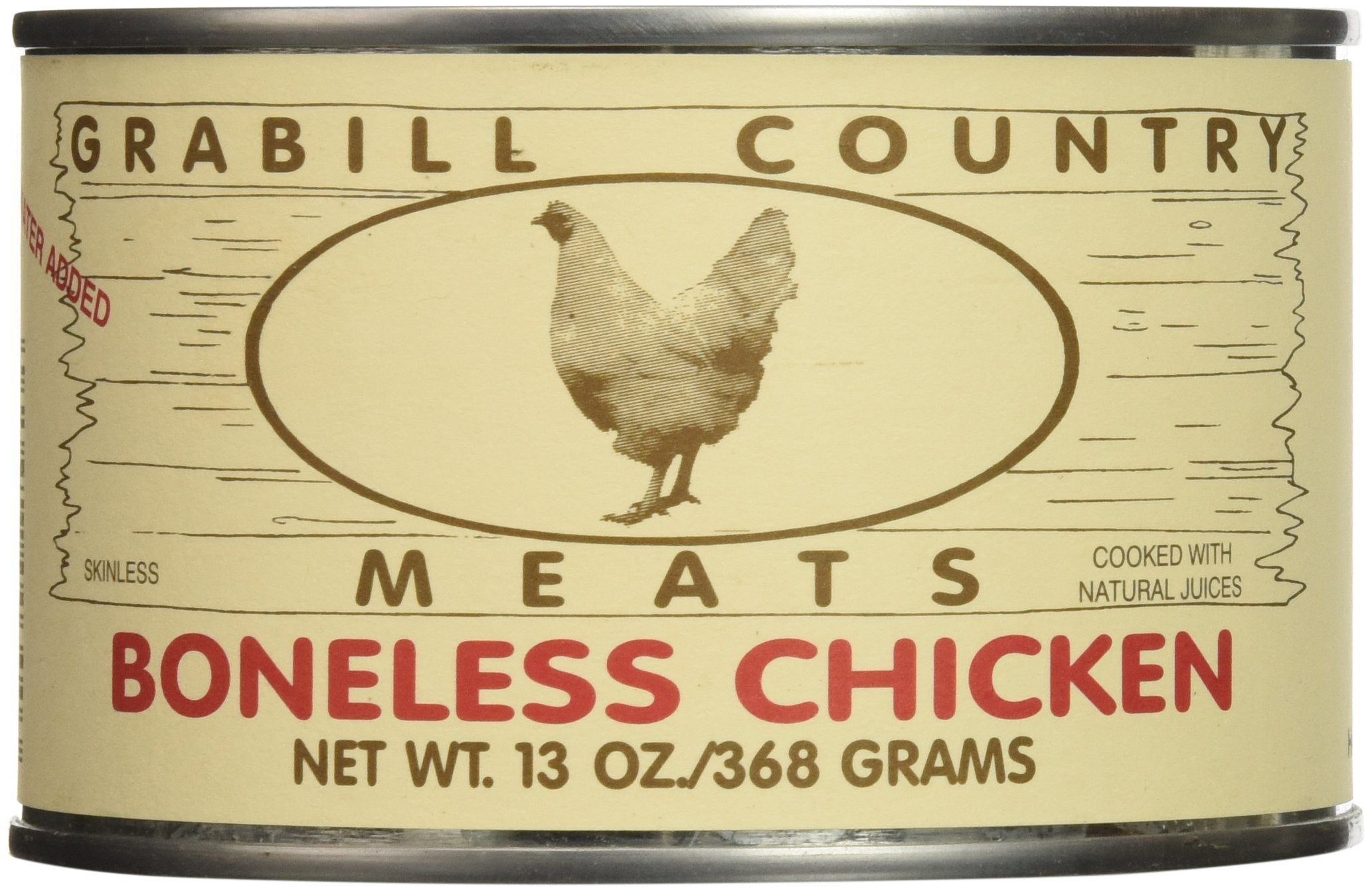 Grocers Supply Grabill Canned Boneless Chicken Chunks, 13 oz, Case of 12