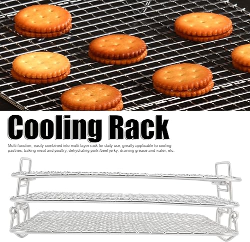 Miniatura 5 de Alvinlite Soporte deshidratador, juego de estante de enfriamiento de 3 niveles de acero inoxidable para hornear asado, estante de cocina para el