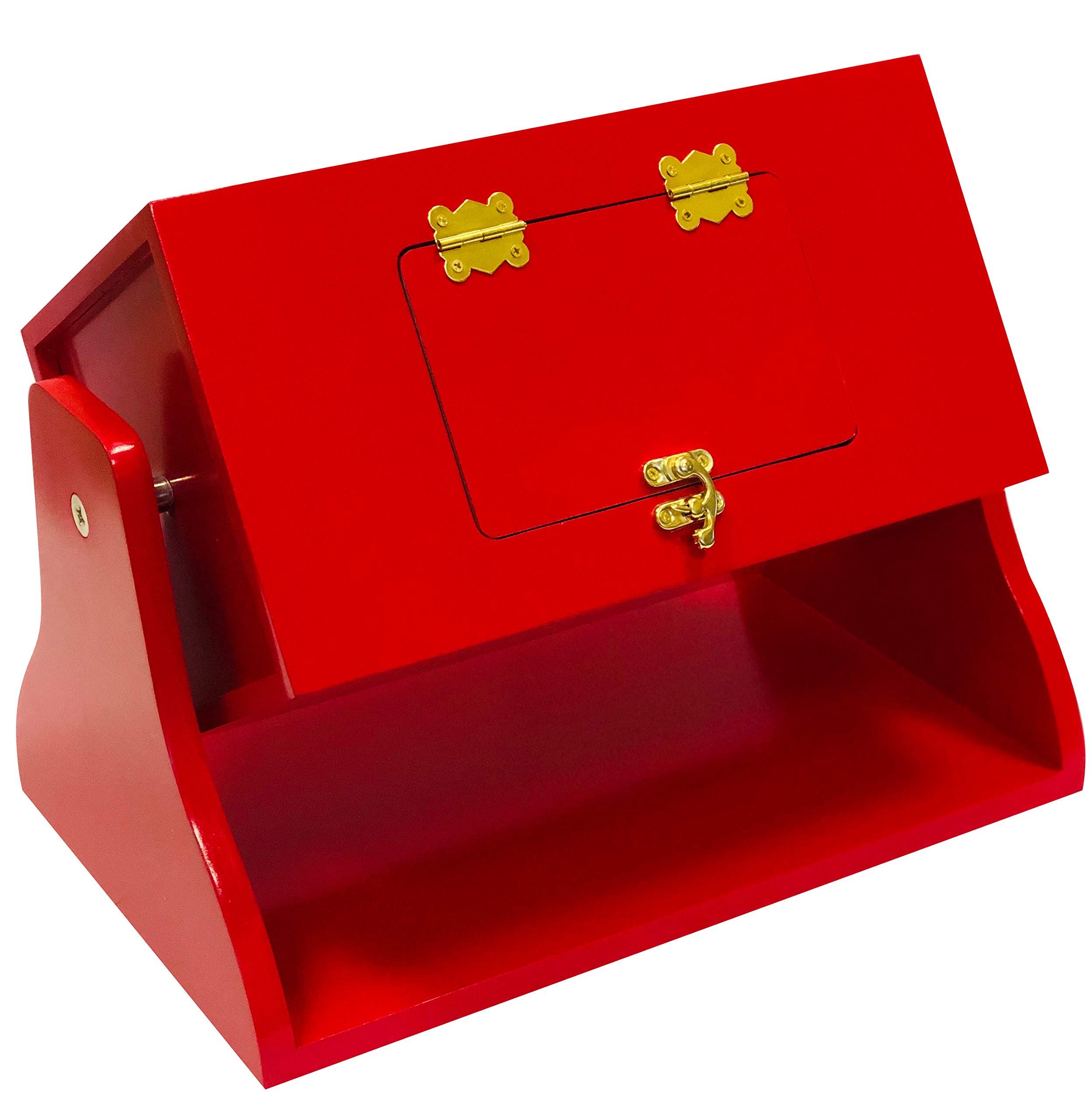 Thomas & Anca Club Supplies Ltd Wooden Red Tombola Lotto Draw Drum - Non See-through Drum for Fair Raffles