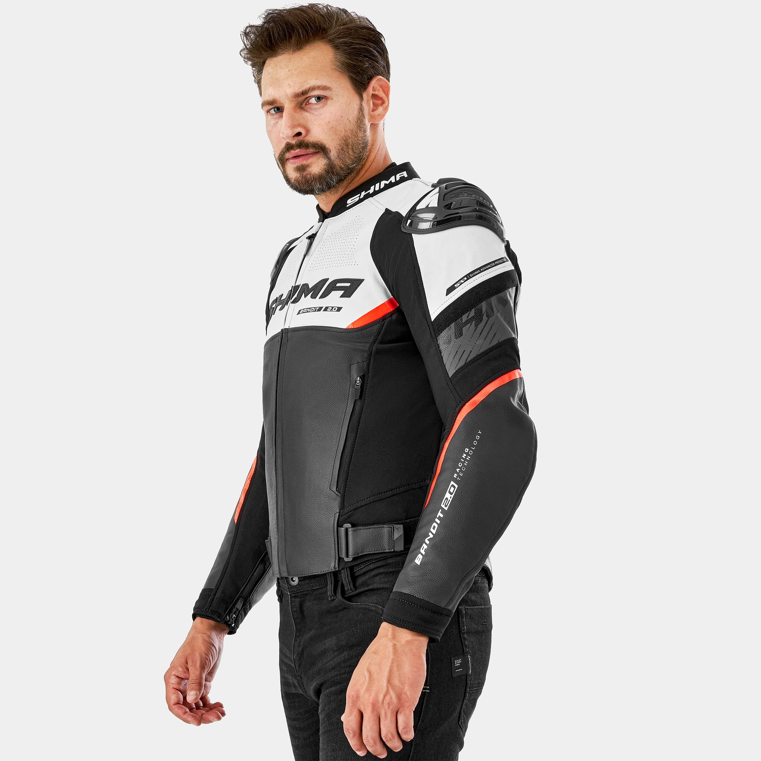 SHIMA Bandit 2.0 Chaqueta Pantalon Moto Hombre AirForce Protector Espalda Cuero Traje de Moto Motociclista Chaquetas