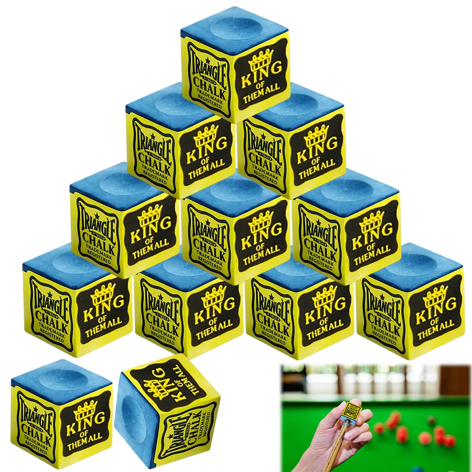 Gubilacrum 12 Pieces Blue Pool Chalk for Billiard Accessories, Pool Chalk Blue, Pool Cue Chalk for Improved Grip, Snooker Chalk in Triangle Box,Ideal for both practice sessions