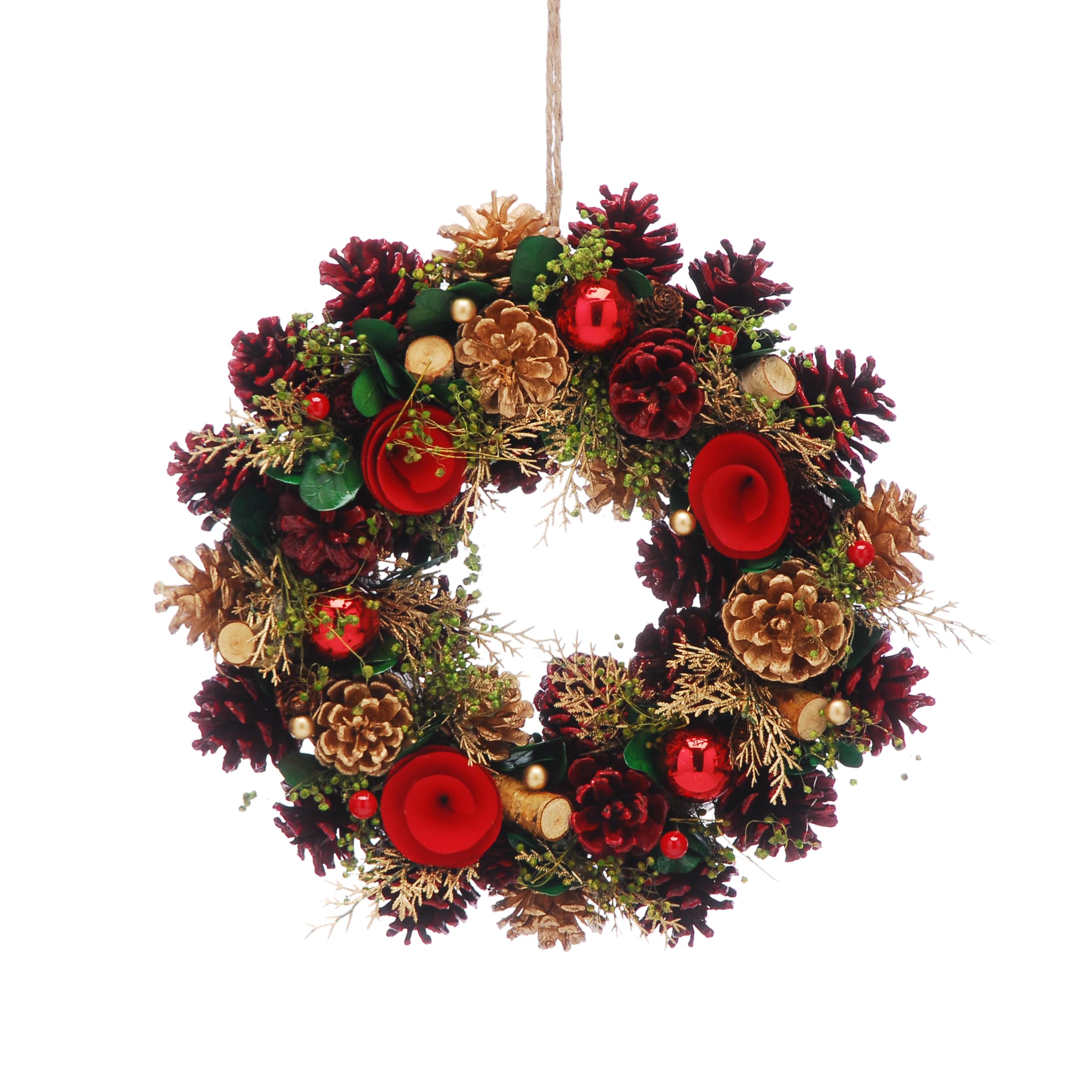 Couronne de Noël artificielle 36 cm pour porte sans perte d'aiguilles