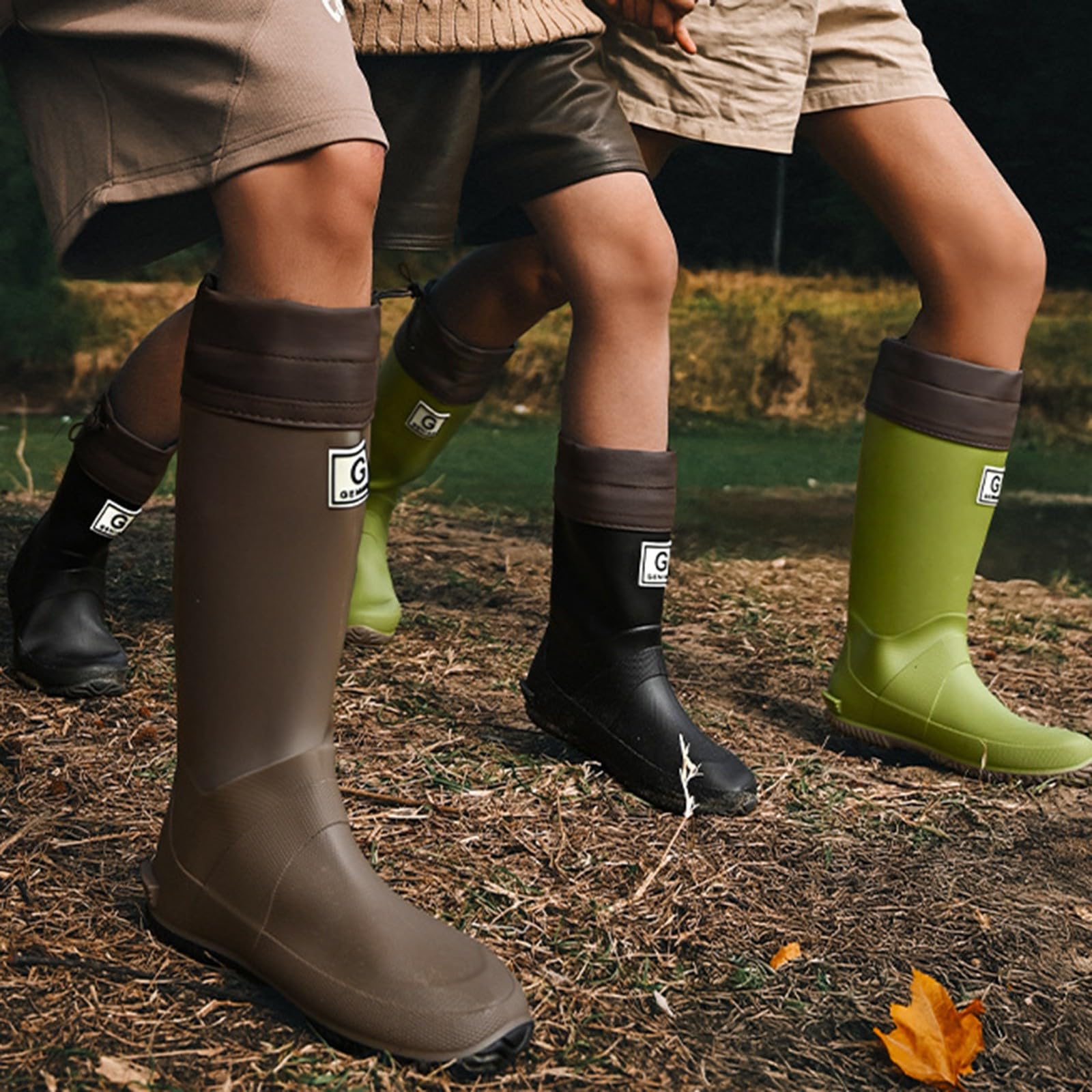 riou Botas De Agua Mujer Chelsea Wellington Boots Lluvia Botines Jardín Trabajo Botines De Goma Rain Boots Flexible Y Antideslizante Marrón Gris Rojo Rosa Blanco