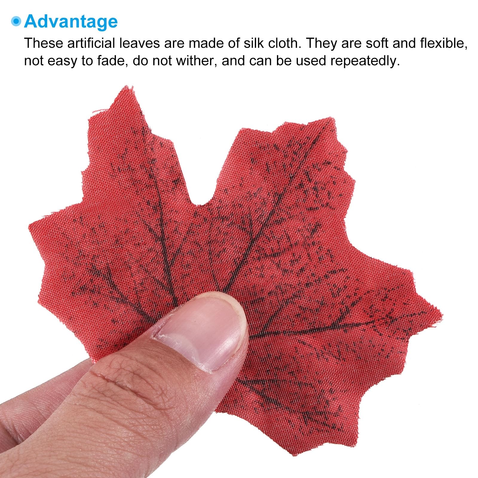 PATIKIL Artificial Leaves, 400Pcs Fall Maple Autumn Fake Leaf for Wedding Party Thanksgiving Halloween Decoration, Red - Image 4