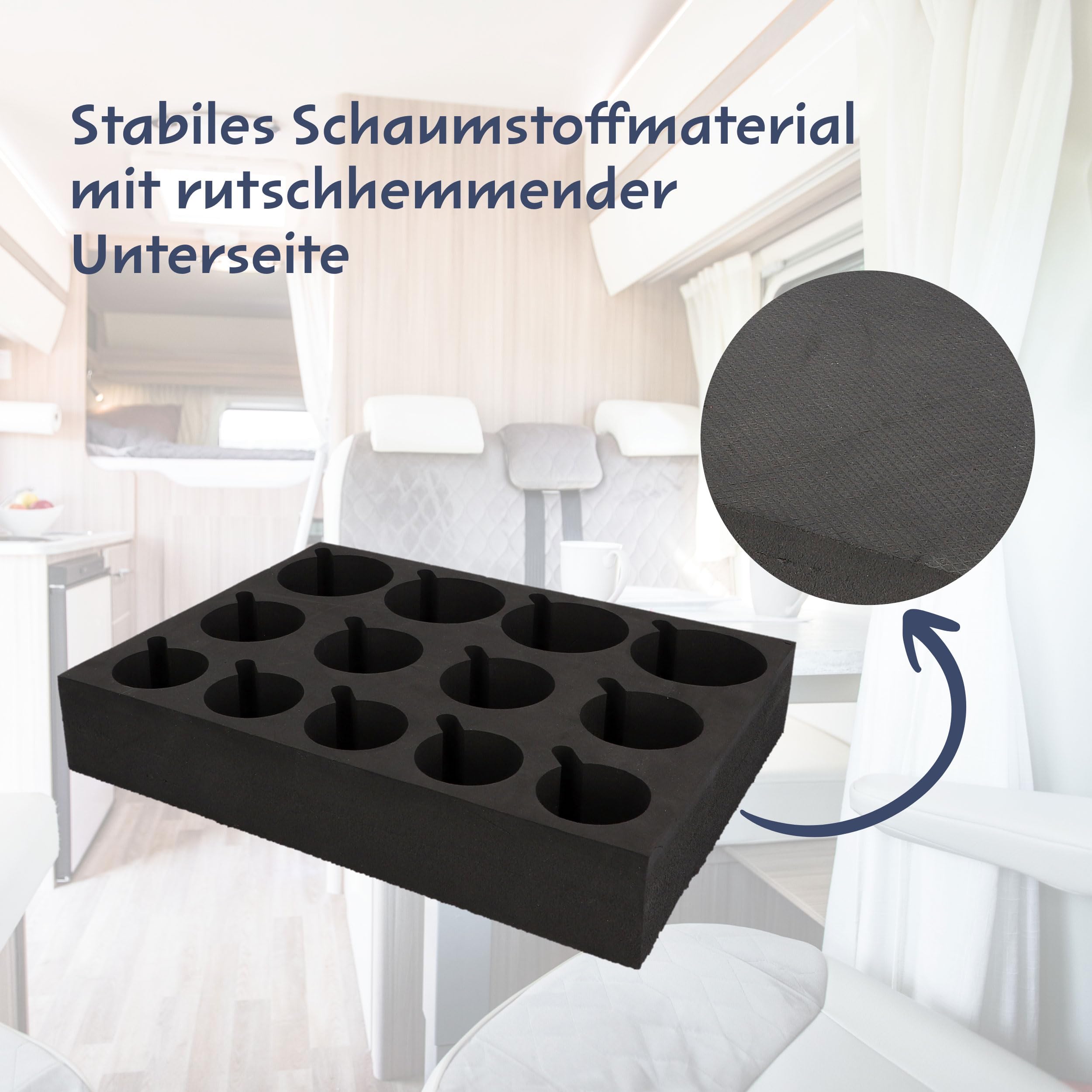 cartrend Portabicchieri e portabicchieri per roulotte, protegge da rotture e scossoni, 13 supporti, campeggio, accessori da campeggio, roulotte, camper, accessori per roulotte