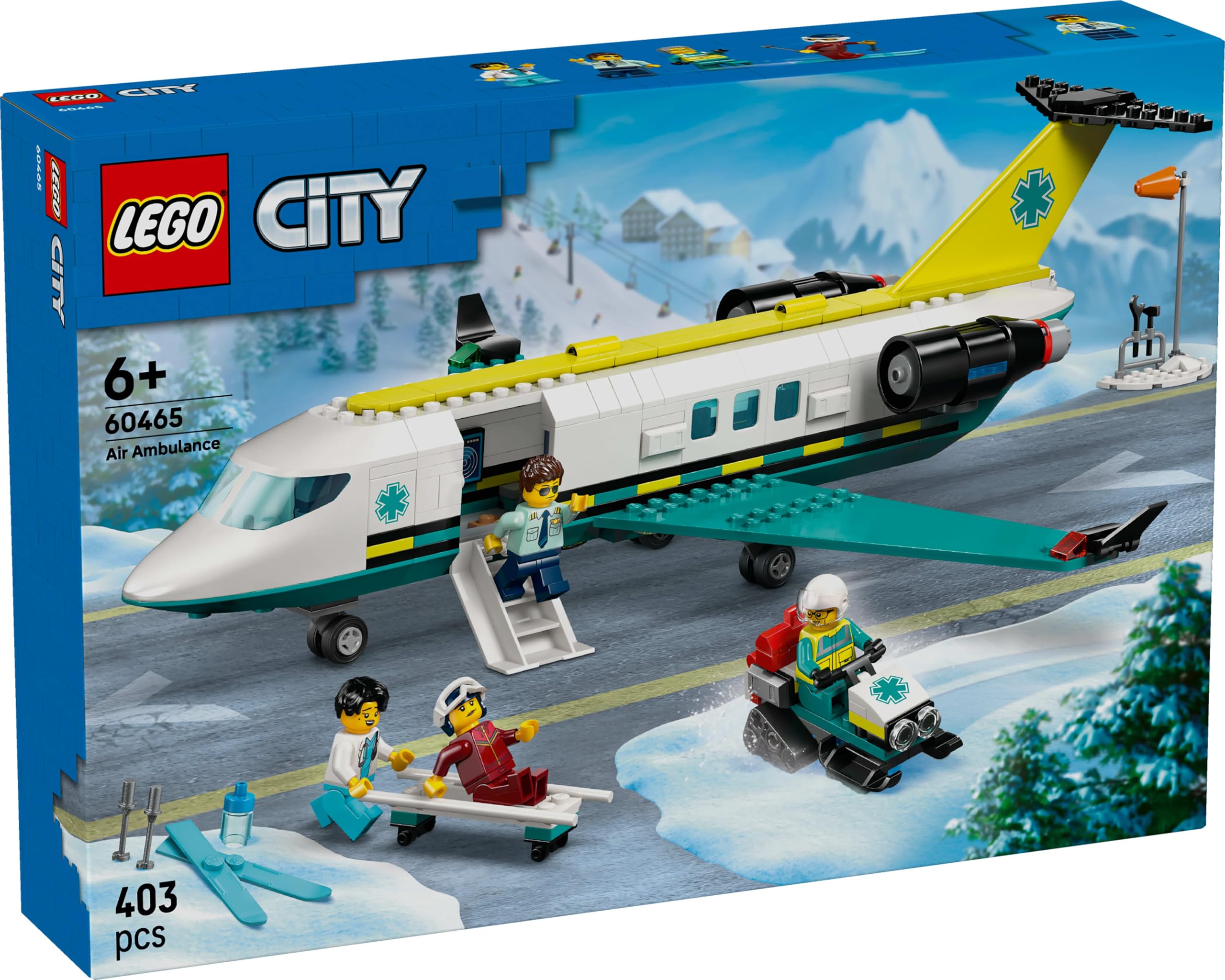 LEGO City Samolot pogotowia ratunkowego 60465 | Samolot ratunkowy, zestaw klocków dla dzieci, prezent dla chłopca i dziewczynki, zabawka dla 6-latka, 403 elementy