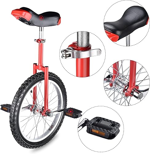 Miniatura 5 de ZeHuoGe Bicicleta monociclo de 18 pulgadas con cómodo asiento de sillín de liberación a prueba de fugas, rueda de butilo de altura ajustable,