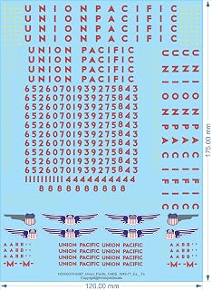 Hobbyist Decals Union Pacific CABS 1948–71 Waterslide Decals – HO Scale 1/87 – E & F Unit Diesel Locomotive Markings