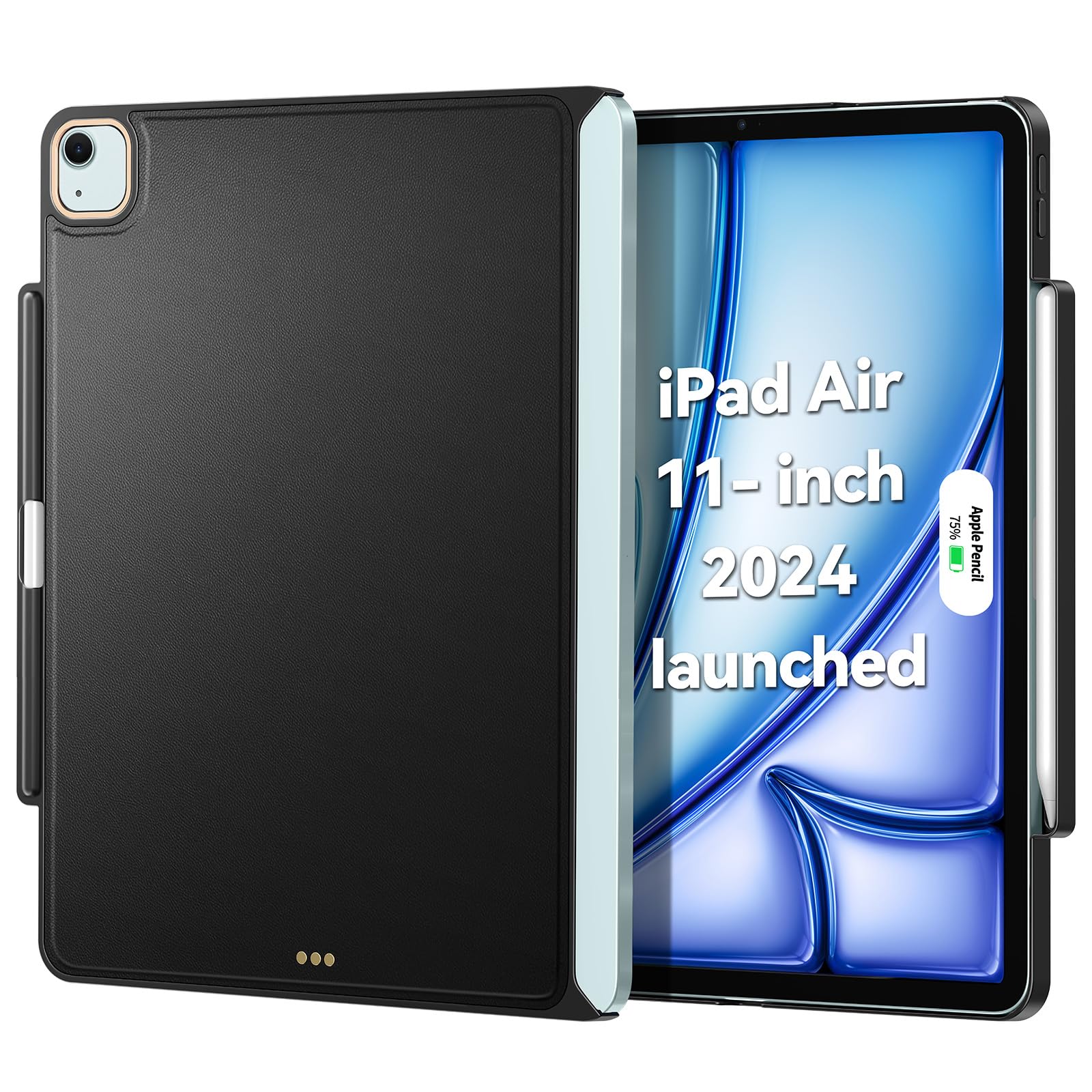 Magic-Keyboard Compatible Case for iPad-Air 11 inch - M2 Cases with Pencil Holder for SmartKeyboard Folio Slim Back Cover, for 10.9" iPad Air 4/5/6th