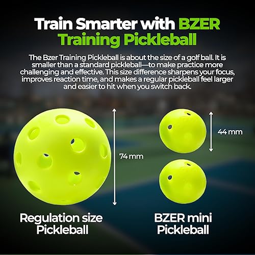 Miniatura 4 de BZER Pelotas silenciosas de pickleball  Mini bolas de entrenamiento de goma silenciosa  Juego de 3 para jugar en interiores y exteriores, entrenador