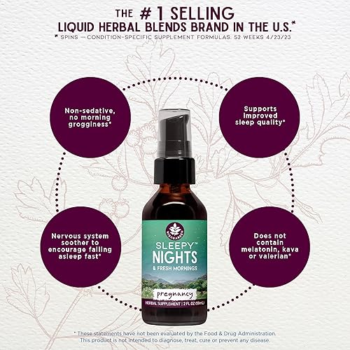Miniatura 3 de WishGarden Herbs Sleepy Nights for Pregnancy  Ayuda a base de plantas para dormir segura para madres embarazadas, tintura orgánica para dormir con